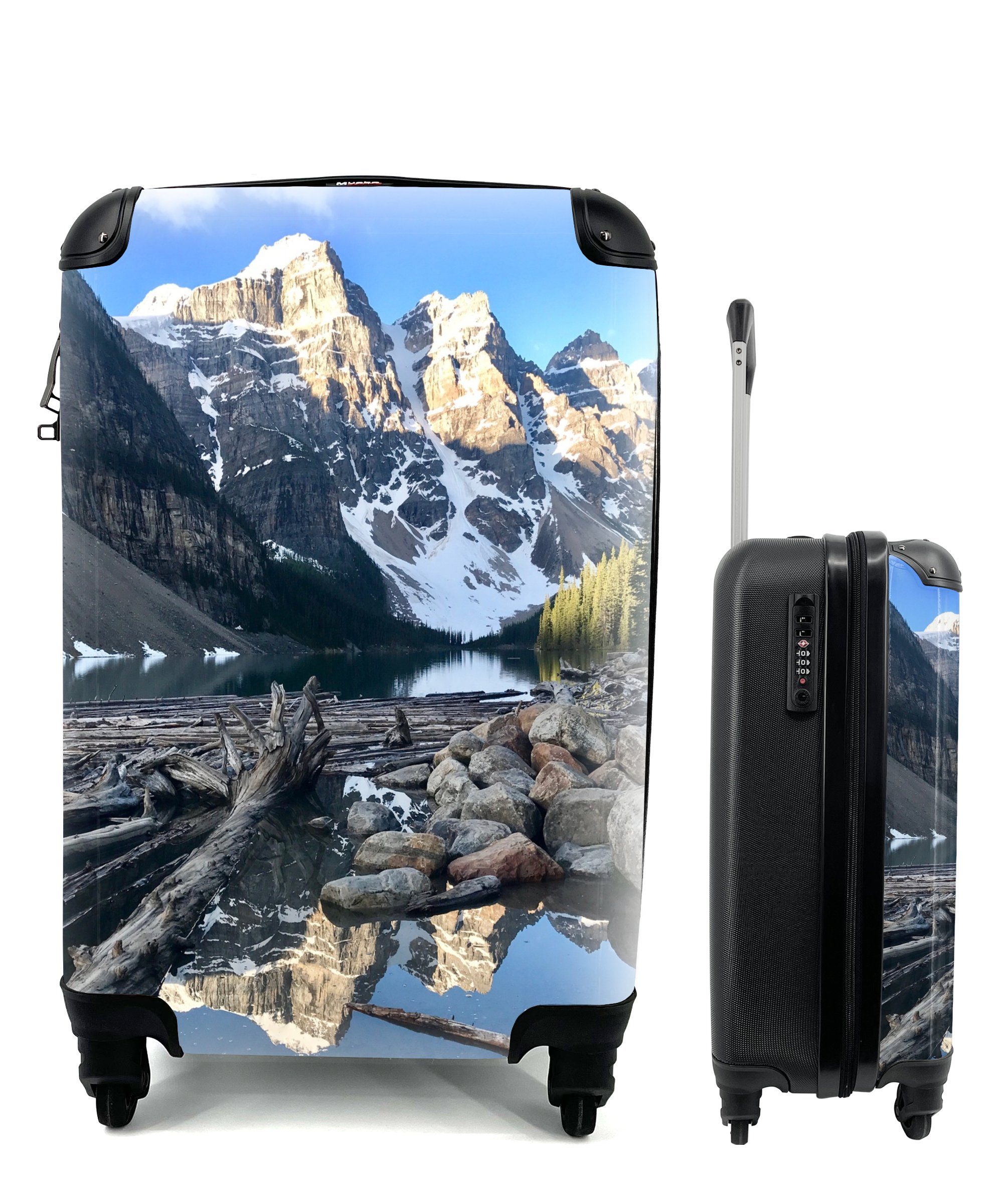 MuchoWow Handgepäckkoffer Im Moraine Lake spiegeln sich die Berge Kanadas, 4 Rollen, Reisetasche mit rollen, Handgepäck für Ferien, Trolley, Reisekoffer