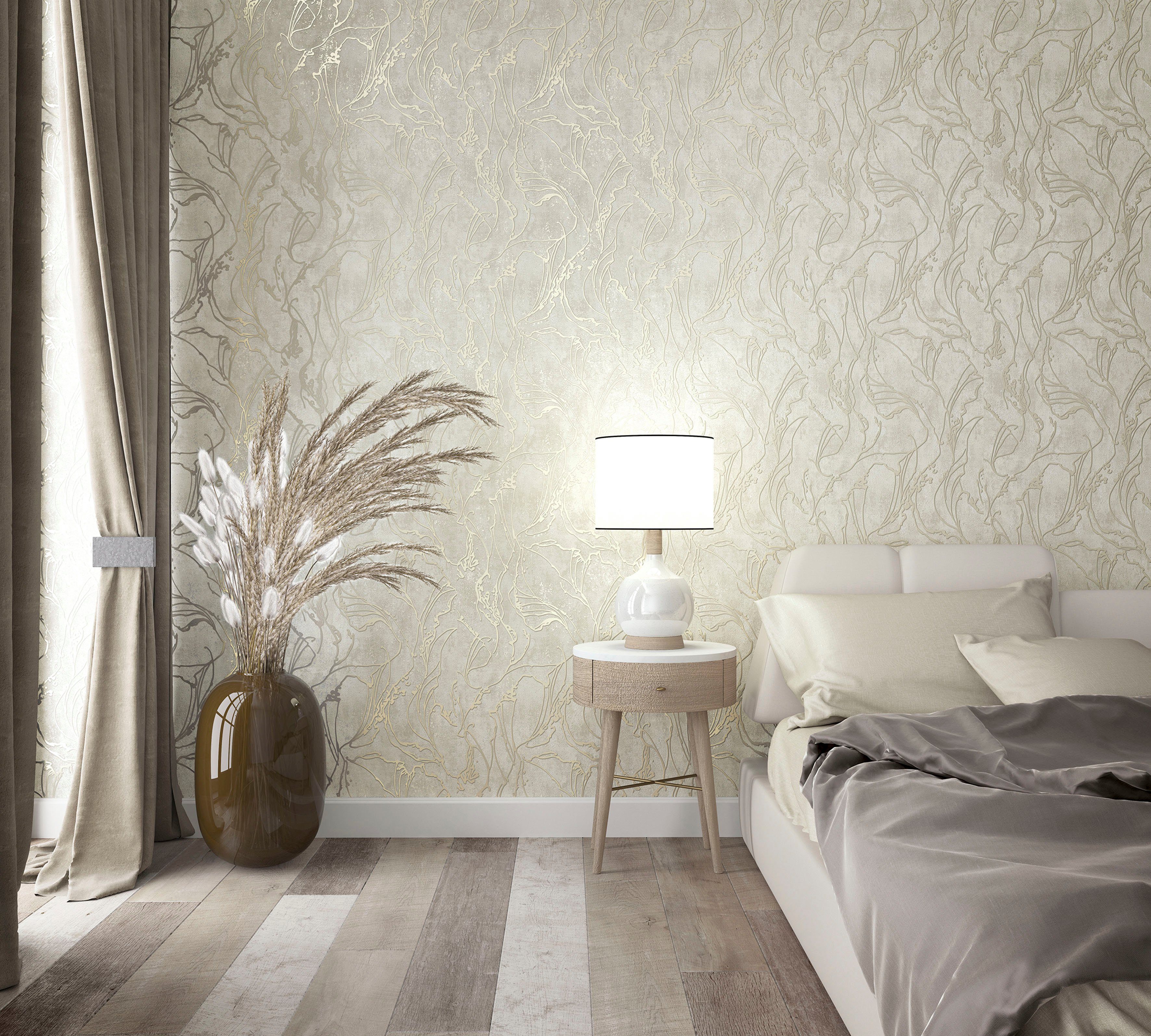 Marburg Vliestapete Squirm, strukturiert, glänzend, moderne Tapete für Wohnzimmer Schlafzimmer Küche