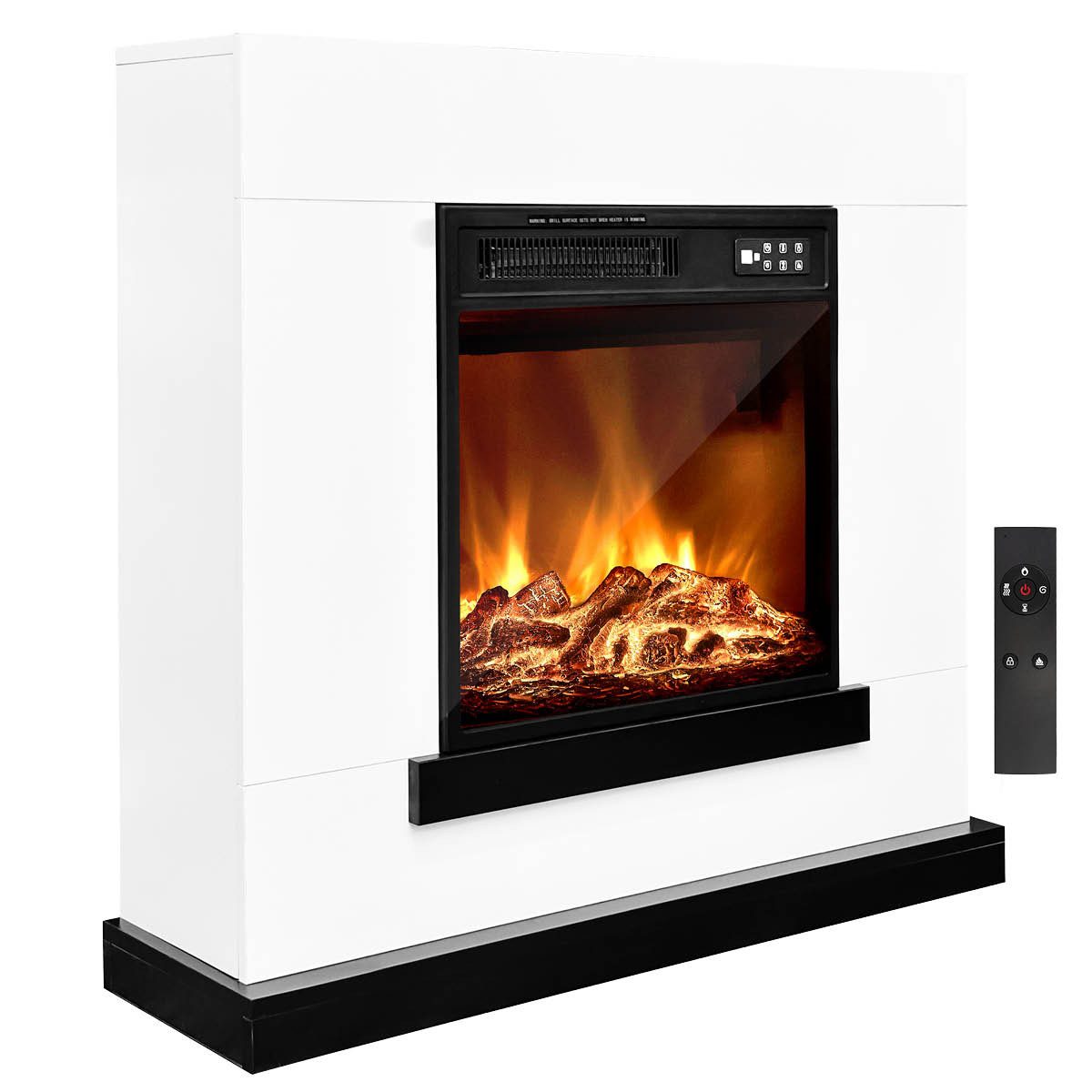 AMBINESS Elektrokamin 2 Heizstufen, 900W - 2000W, LED - 3D Flammeneffekt mit Farbwechsel, inkl. Fernbedienung Timer & Thermostat