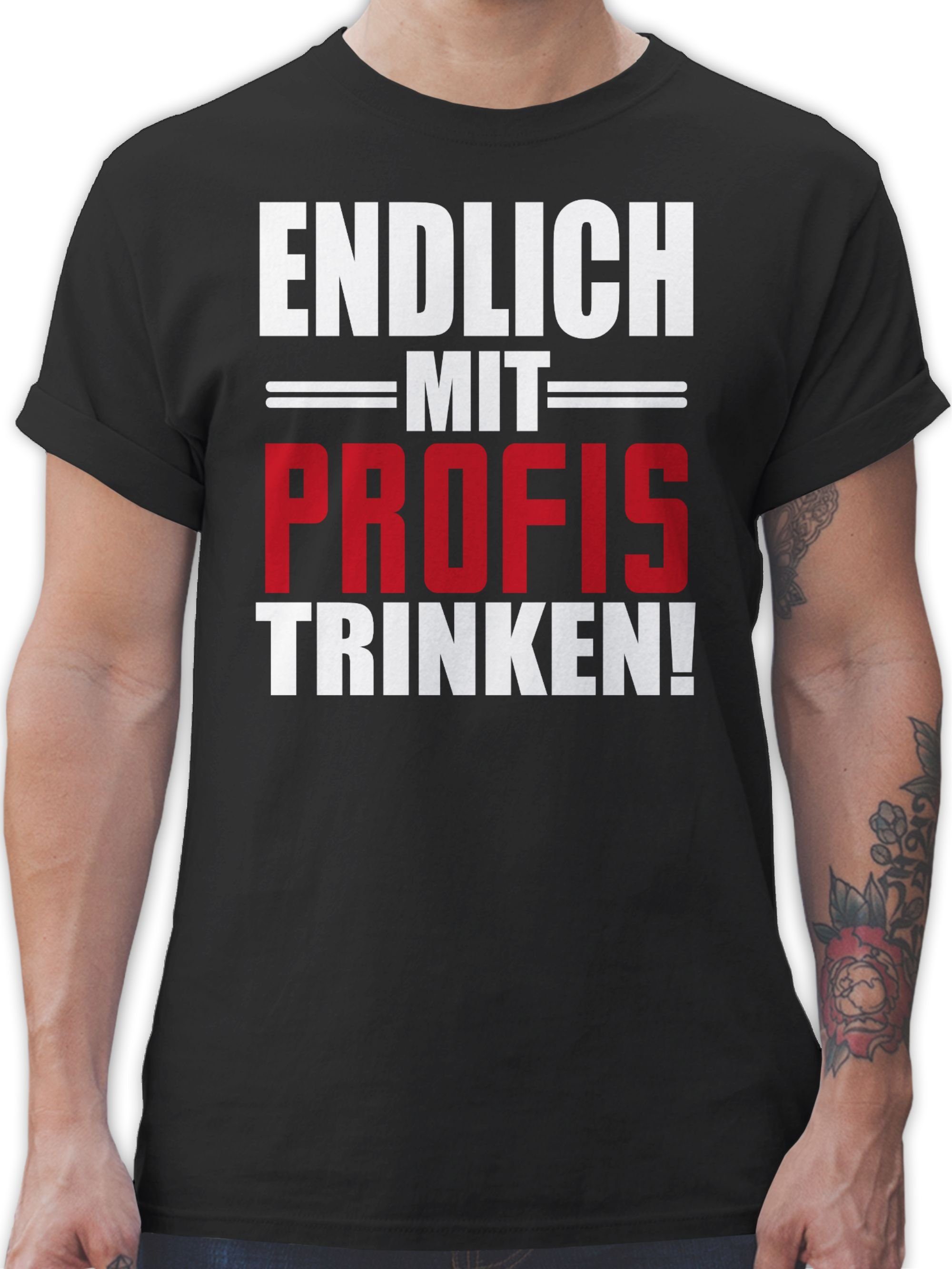 Shirtracer T-Shirt Endlich mit Profis trinken - weiß/rot Party & Alkohol Herren