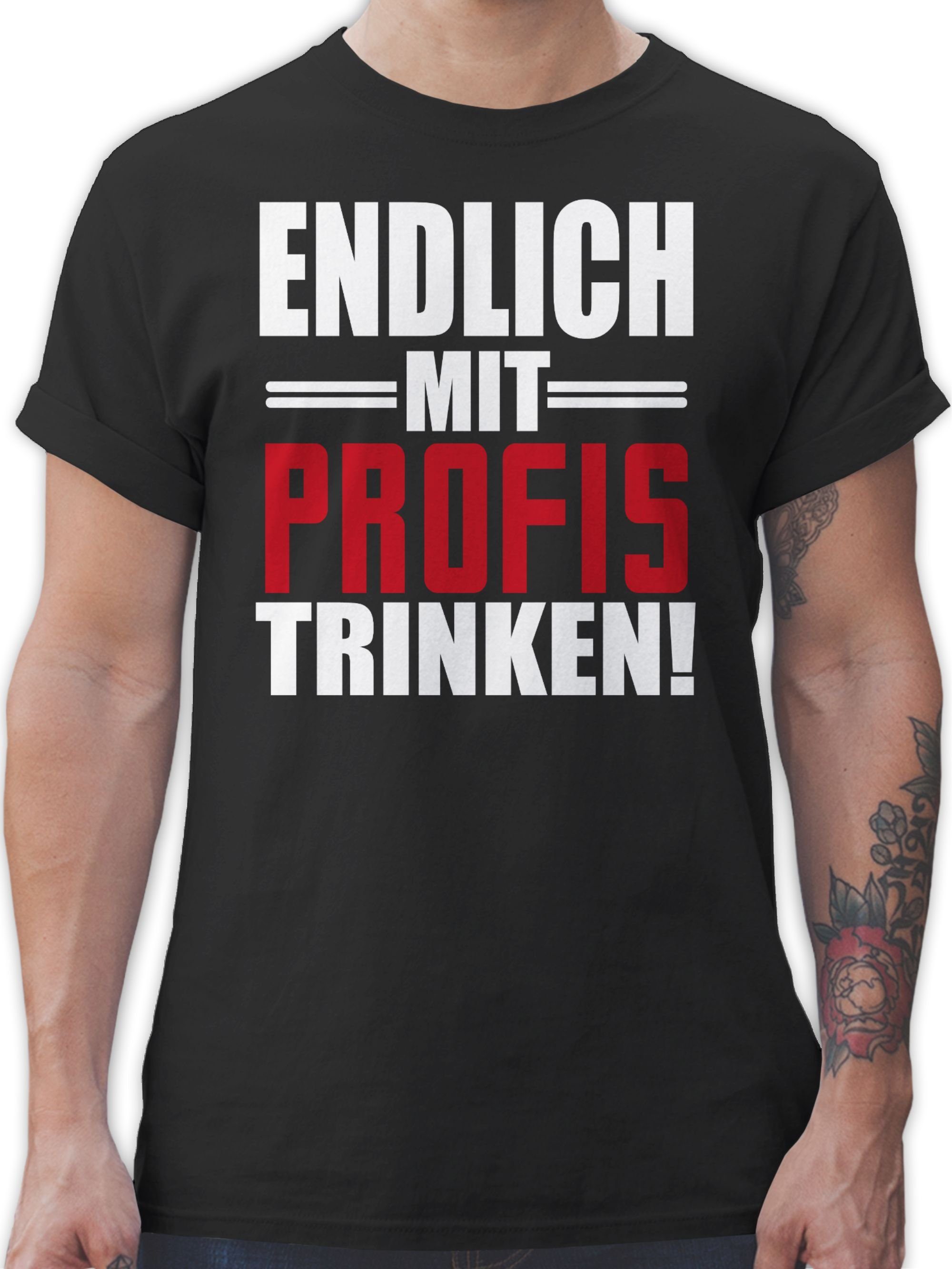 trinken mit weiß/rot & - Shirtracer Endlich Alkohol 1 Profis Herren T-Shirt Party Schwarz