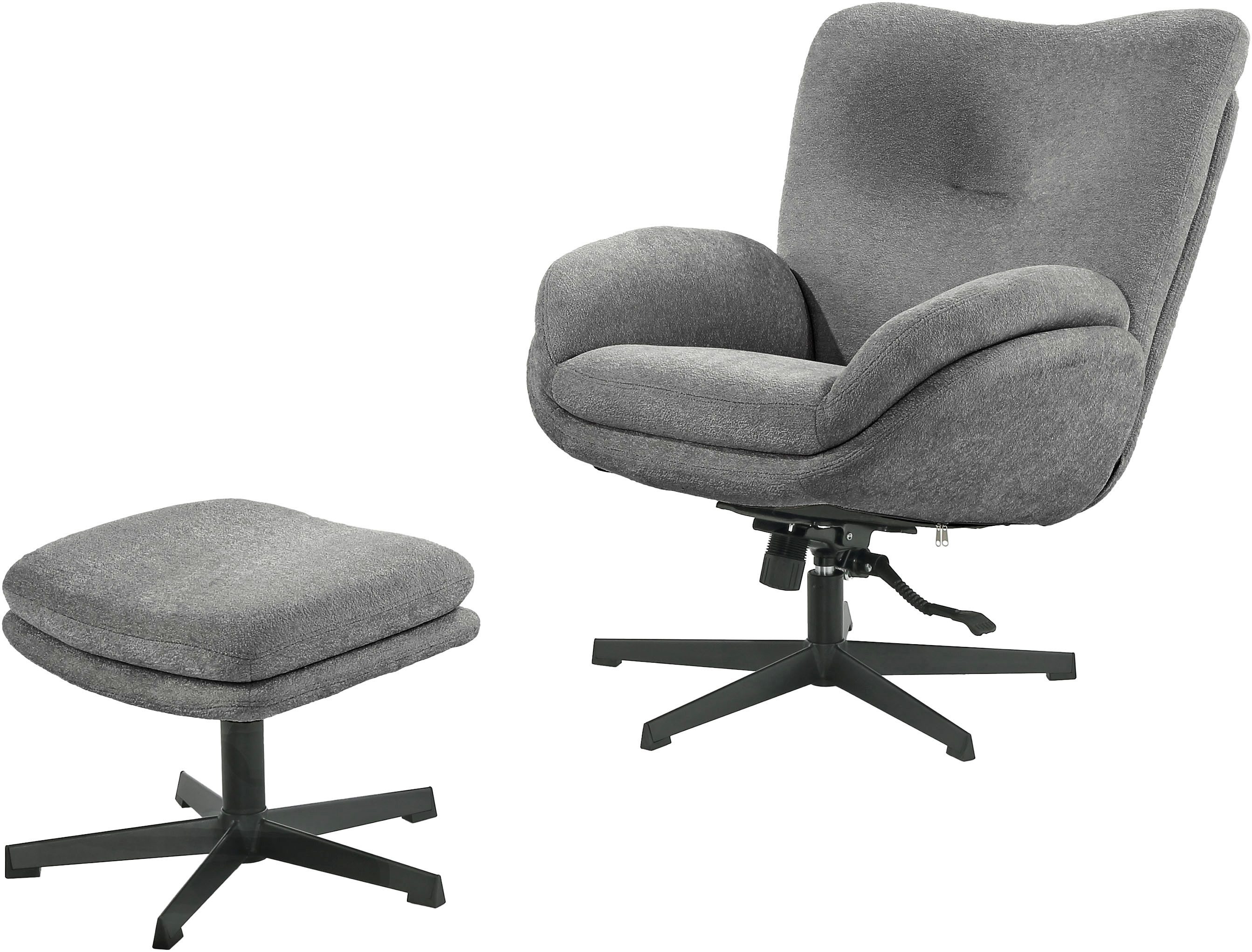 Jockenhöfer Gruppe Relaxsessel Hawaii, B: 76 cm, Sitzhöhe: 48 cm, Set: mit Hocker, 360° Drehfunktion, feststellbare Wipp-Funktion