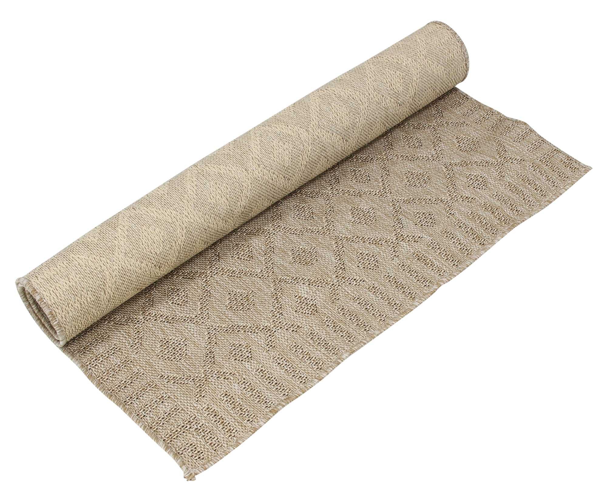 Dekoleidenschaft Outdoorteppich "Naturally" aus PP beige, 120x180 cm, Garten Balkon Teppich wetterfest, rechteckig, UV-beständig, schimmelresistent, wasserabweisend, schmutzabweisend