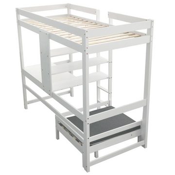 Joyswahl Hochbett Umbaubares Bett, mit L-förmigem Schreibtisch, 90×200