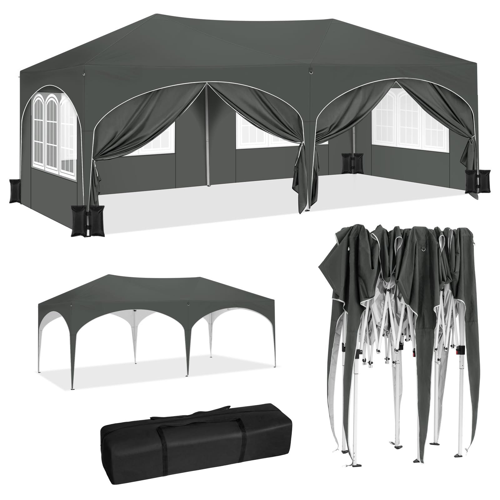 Woltu Pavillon, Faltpavillon wasserfest stabil UV-Schutz mit 4 Sandsäcke(ohne Sand)