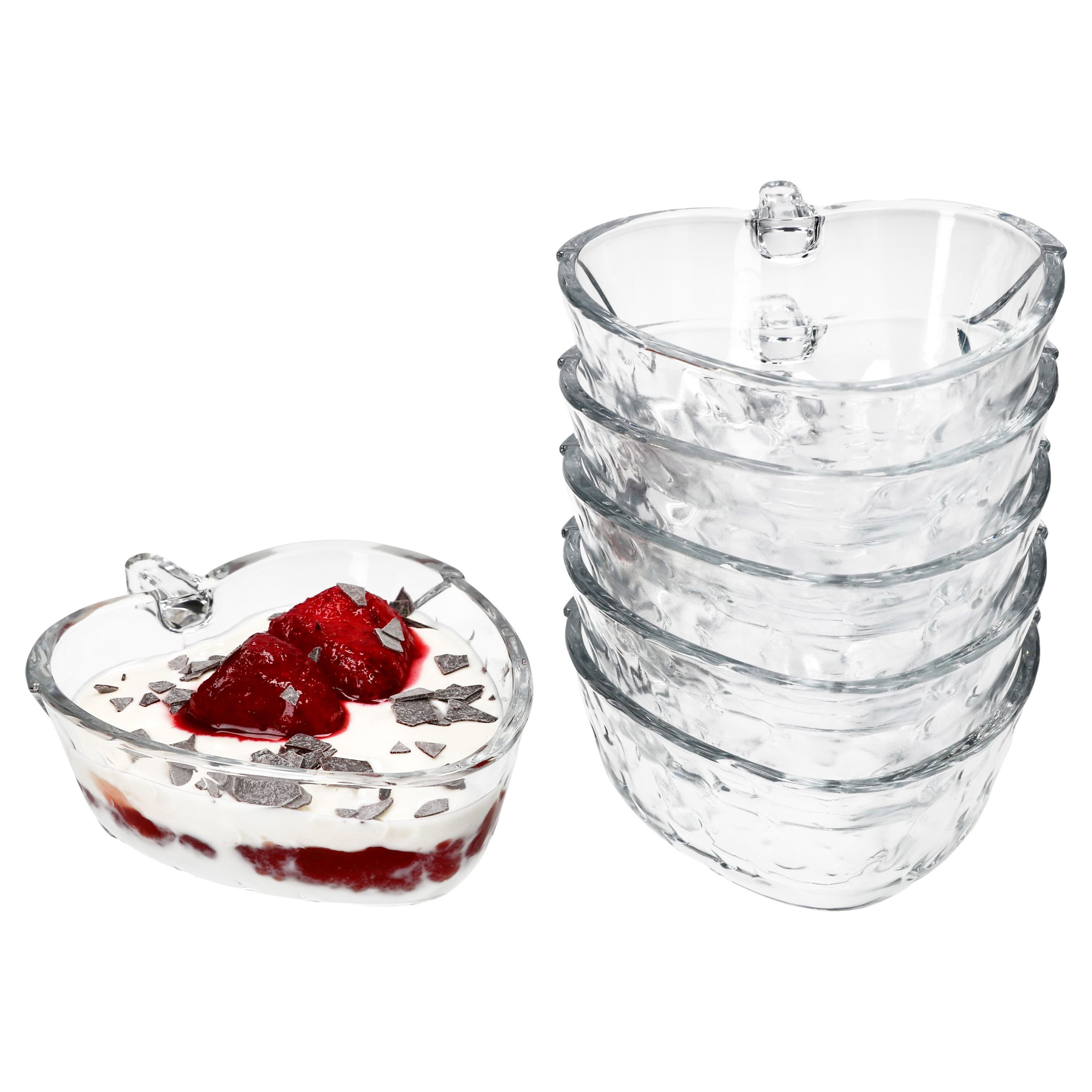 MamboCat Dessertschale 6x Erdbeerschale STRAWBERRY 180ml aus Glas Früchte-Relief Dessert, Glas