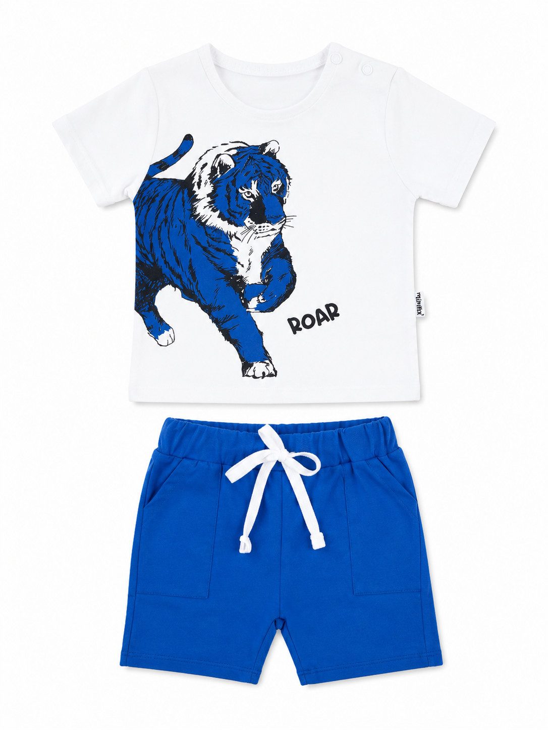 Lorey Medtec Shirt & Shorts Baby Jungen Outfit, 2er Set mit Tiger-Motiv, 100% Baumwolle (T-Shirt + Shorts)