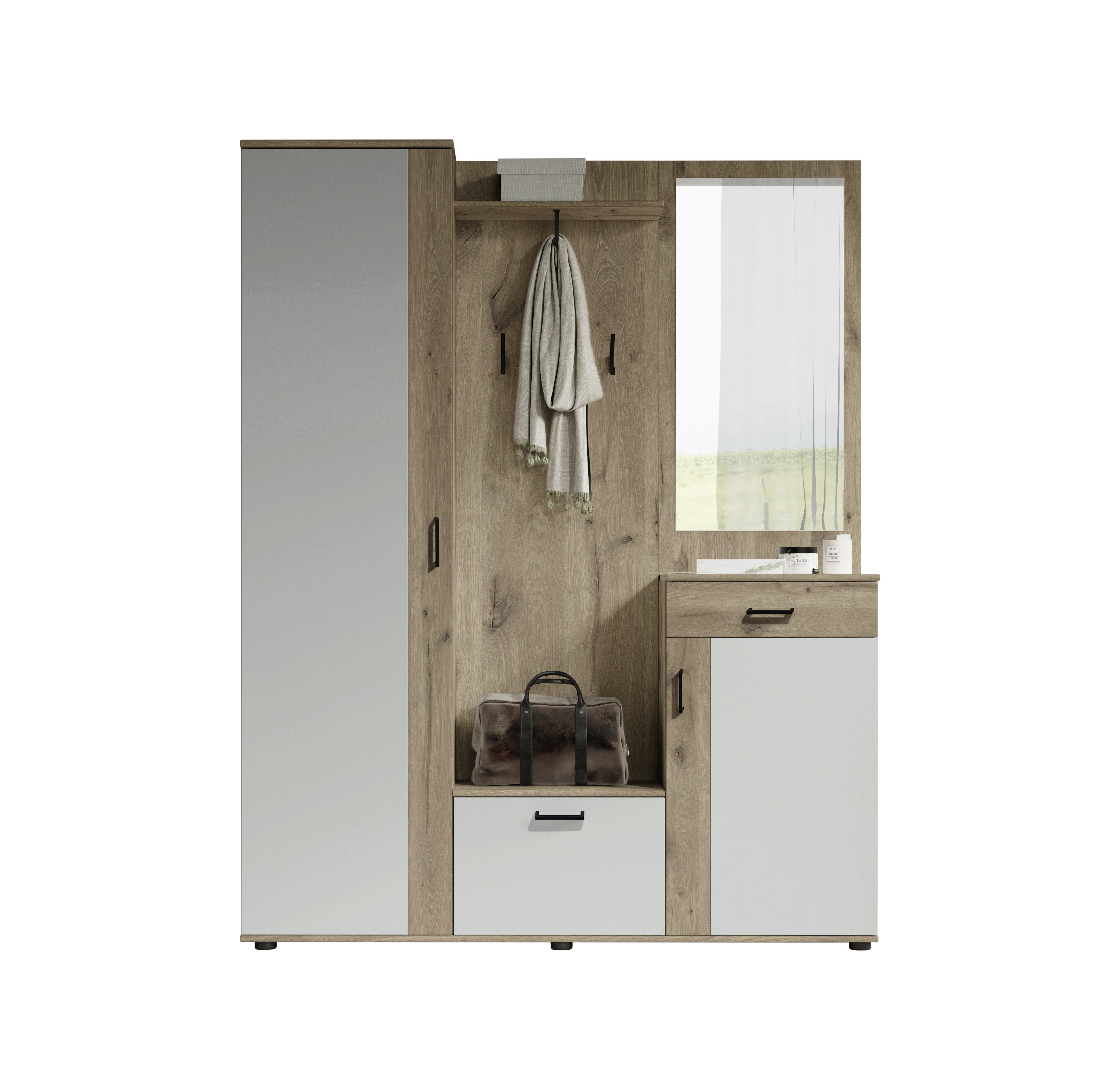 HBZ Kompaktgarderobe "Jens mit Spiegel, Flurgarderobe BxHxT 145x184x29 cm", günstig online kaufen