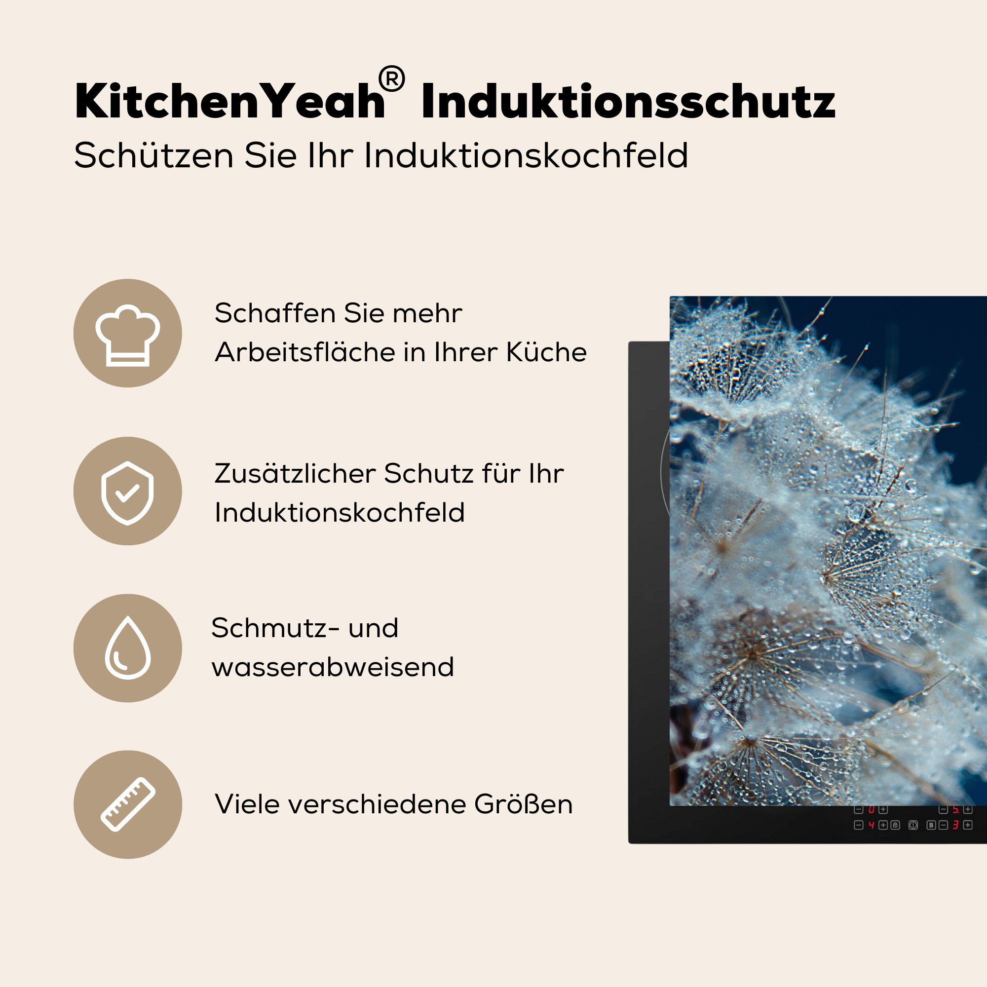 - MuchoWow 78x78 Vinyl, Blumen Saatgut, Herdblende-/Abdeckplatte küche Ceranfeldabdeckung, für tlg), (1 - Arbeitsplatte Frühling cm,