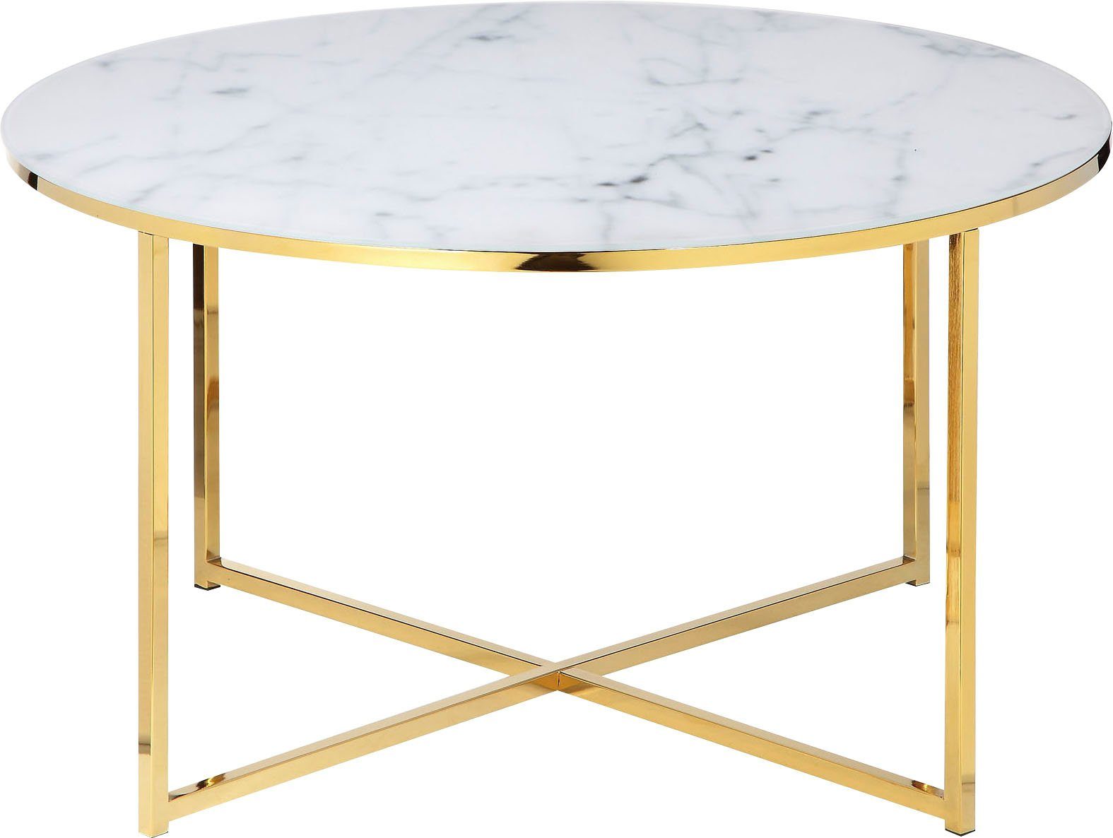 SalesFever Couchtisch, Tischplatte in Weiß/Gold Weiß | Gold Marmoroptik 