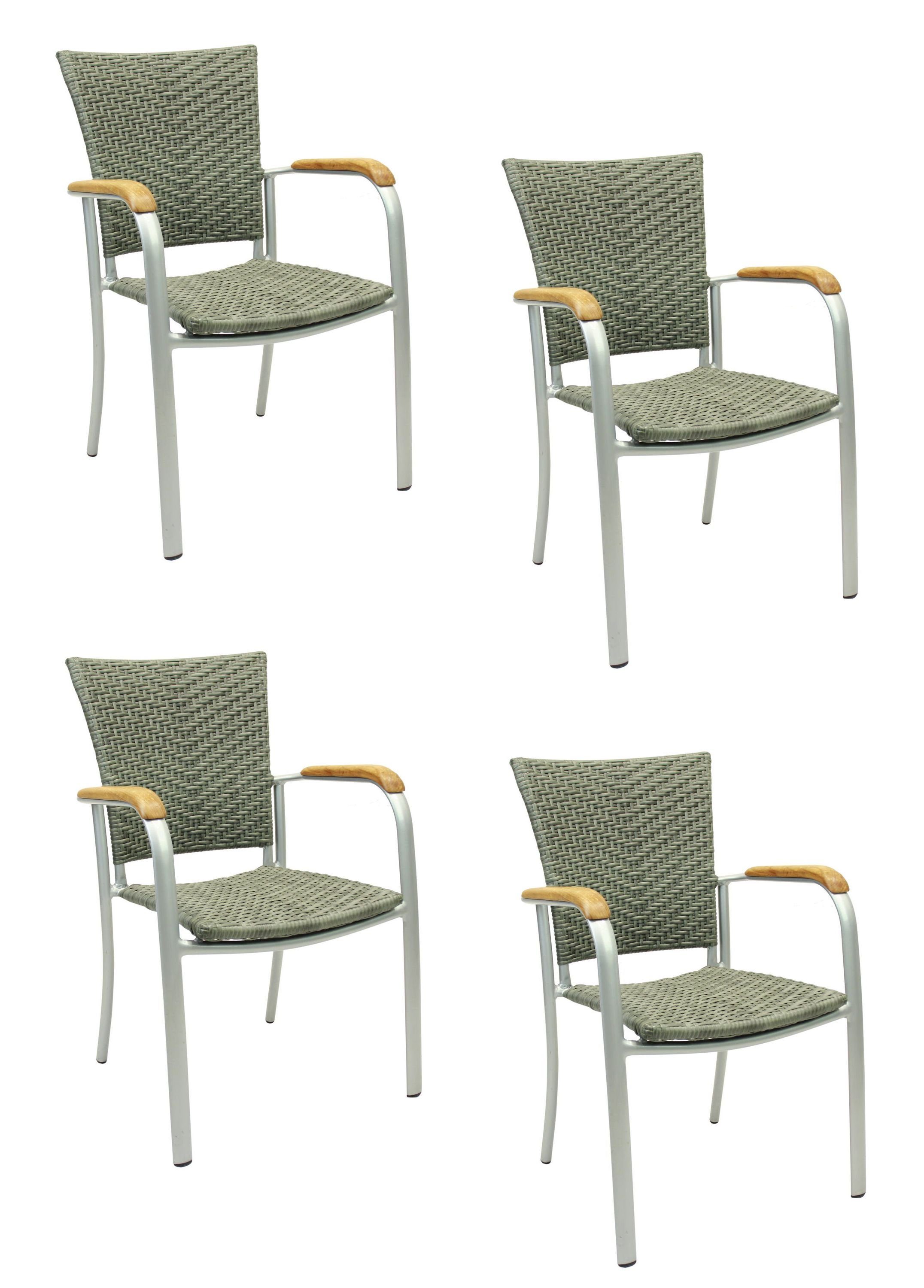 Konway Stapelstuhl ARUBA (4 St), 4x KONWAY® ARUBA Stapelsessel Quarz Premium Polyrattan Sessel