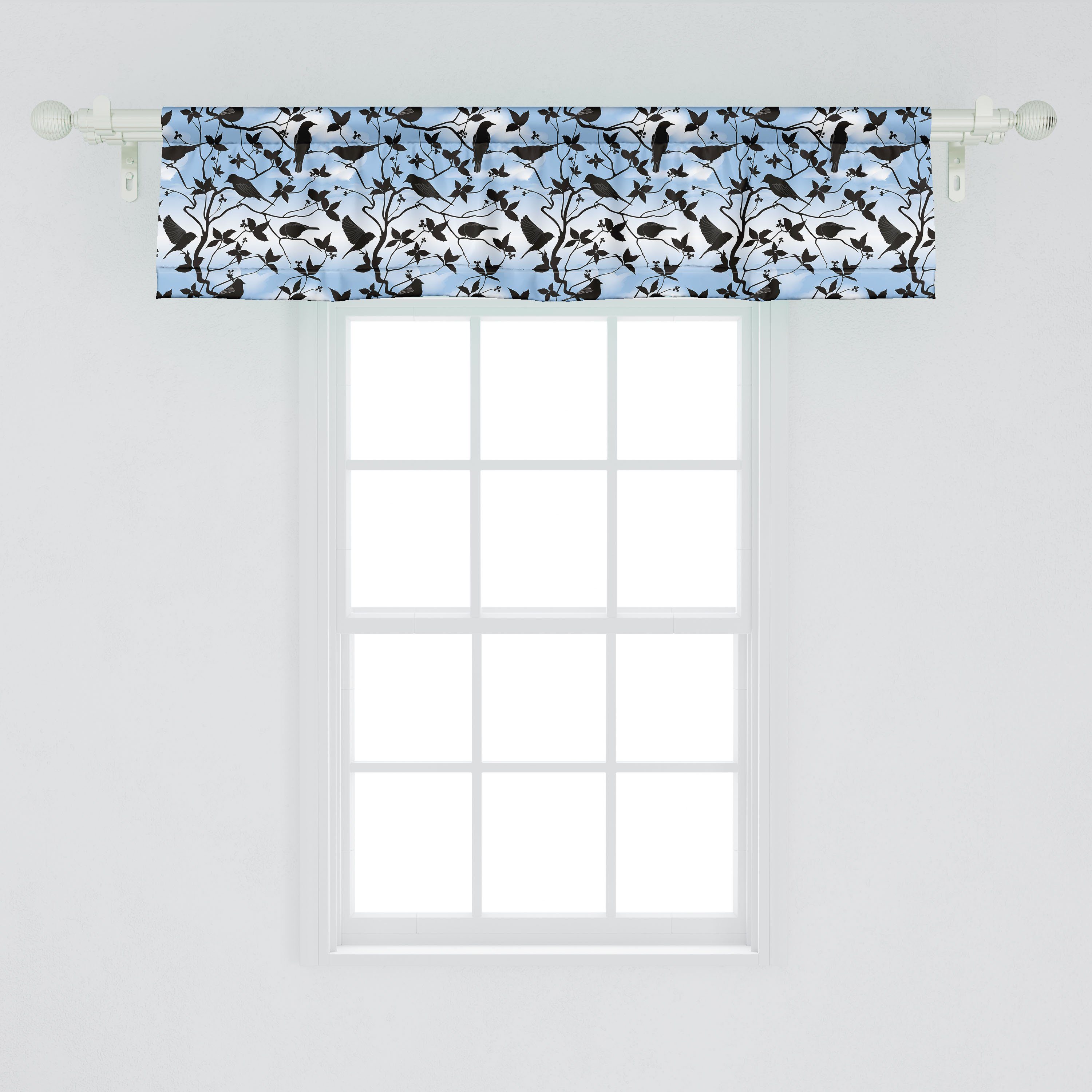 Dekor Vorhang Küche Volant Abakuhaus, Microfaser, Schlafzimmer Scheibengardine mit Stangentasche, Vögel für Swallow Branchen Silhouetten