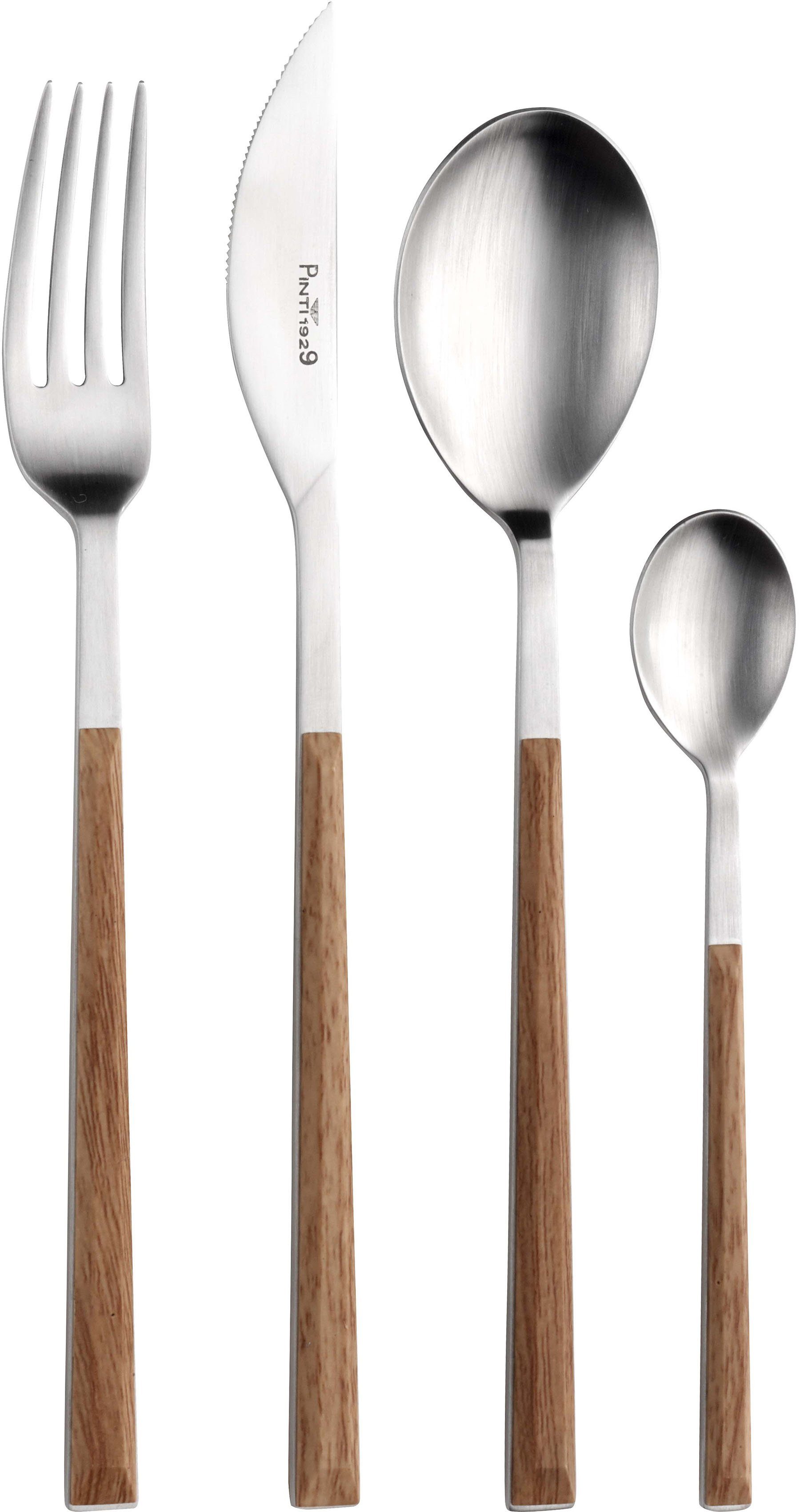 PINTINOX Besteck-Set Sushi (24-tlg), 6 Personen, Edelstahl 18/0, Kunststoff, Satiniert mit Kunststoffgriff in Holz-Optik