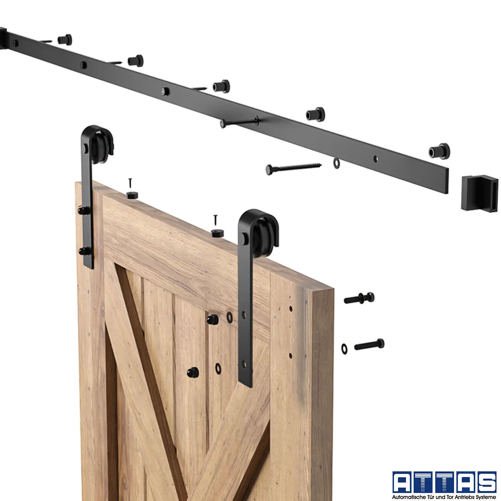 ATTAS Schiebetür Schiebetürsystem Schiebetür Komplett Set 200cm, Laufschien günstig online kaufen