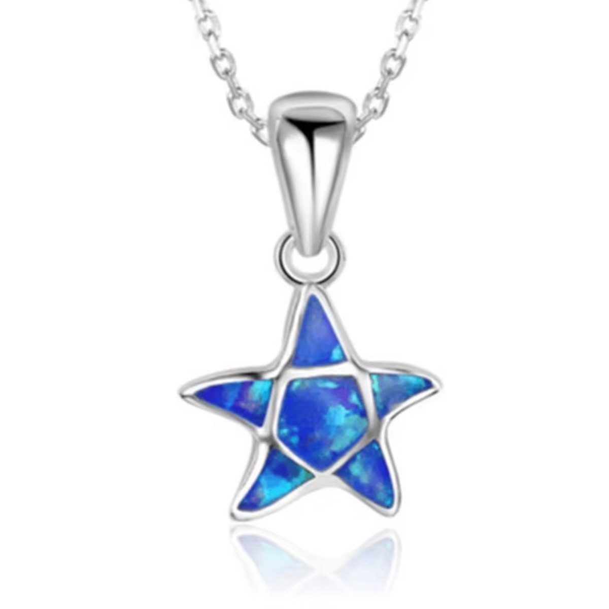 ELLAWIL Edelstahlkette Halskette Edelstahlkette Schlangenkette Seestern-Anhänger Herzkette (GESCHENKIDEE, Kettenlänge 40 cm, verlängerbar um 5 cm, Edelstahl), inklusive Geschenkschachtel