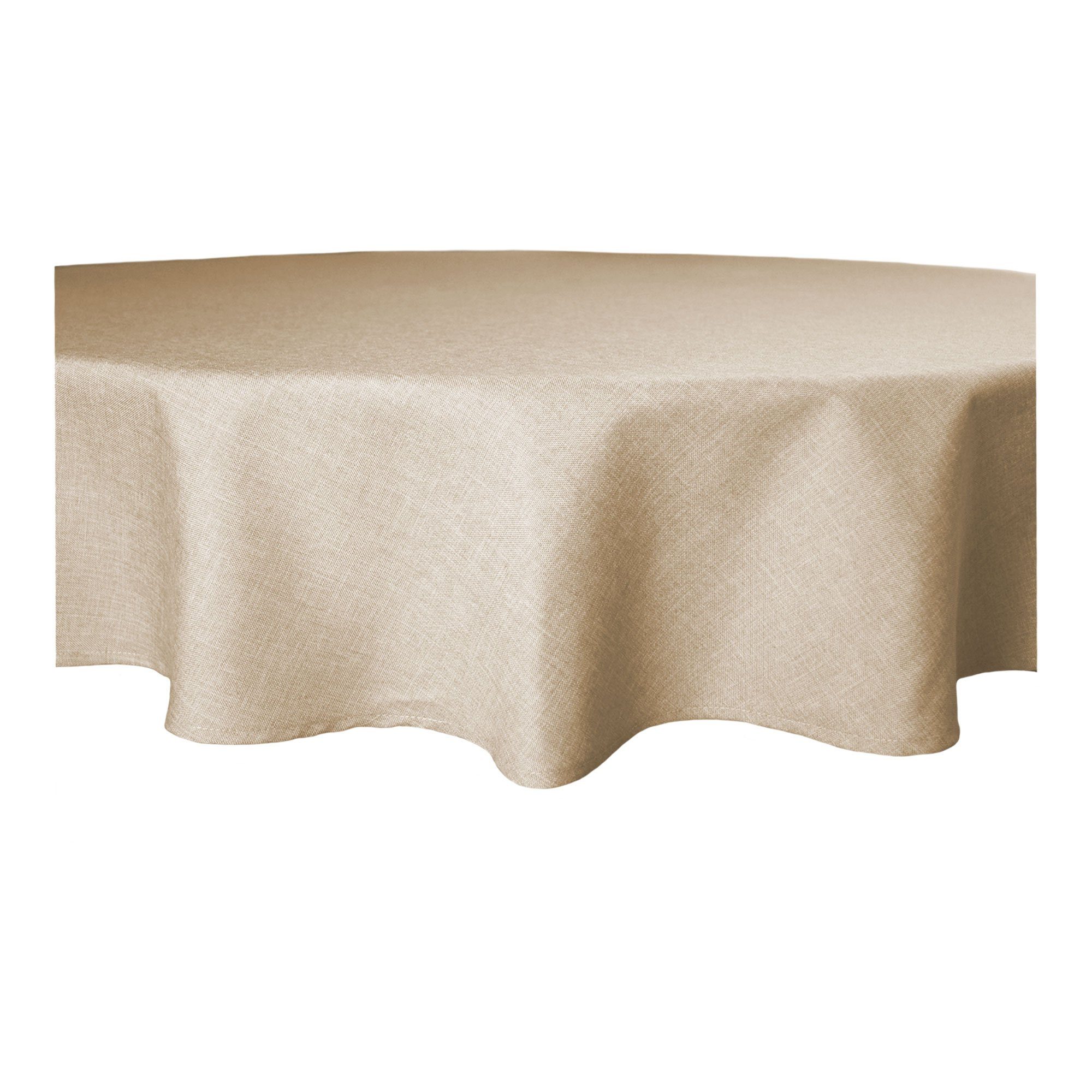 Haus und Deko Tischdecke Tischdecke rund 180 cm Ø beschichtet Leinenoptik wasserabweisend Lotus (1-tlg) beige natur