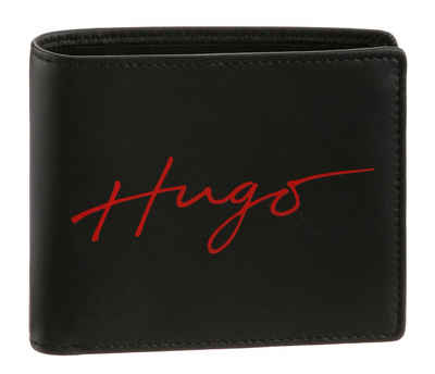HUGO Geldbörse Handwritten_8 cc, aus Leder, ohne Münzfach