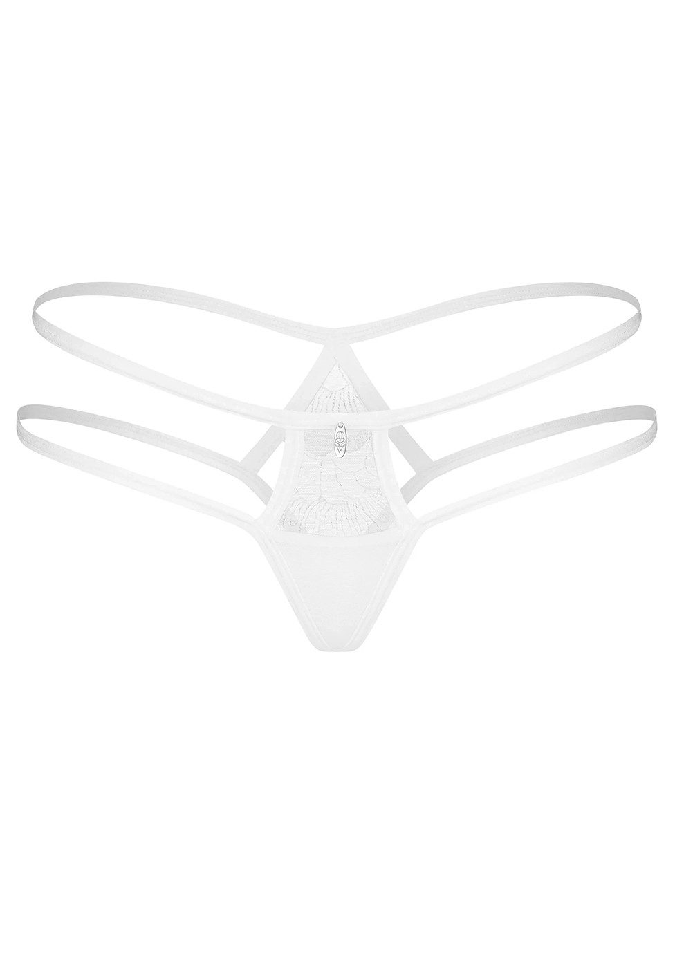 String Arrowel Panties mit bestickter Vorderseite - weiß