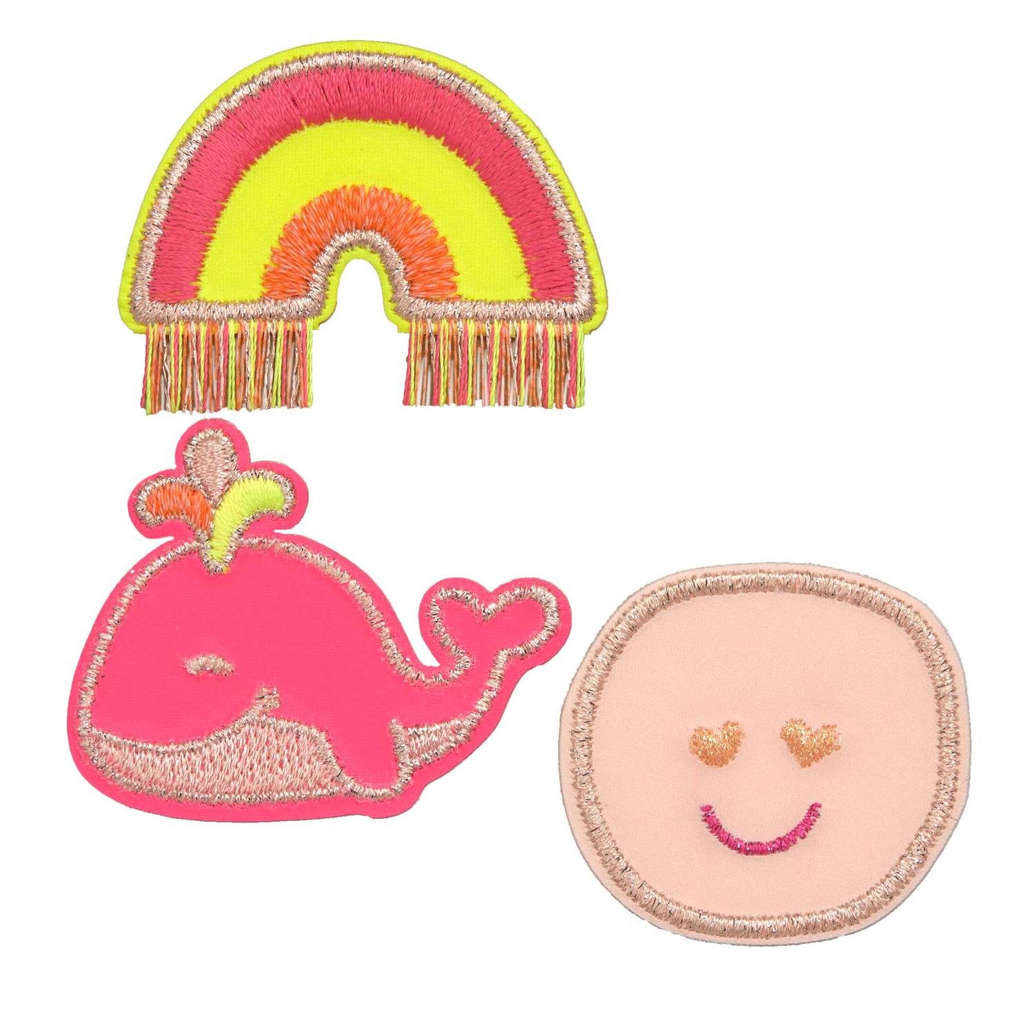 LÄSSIG Schulranzen Lässig Textil-Sticker (3 Stk), Wal pink