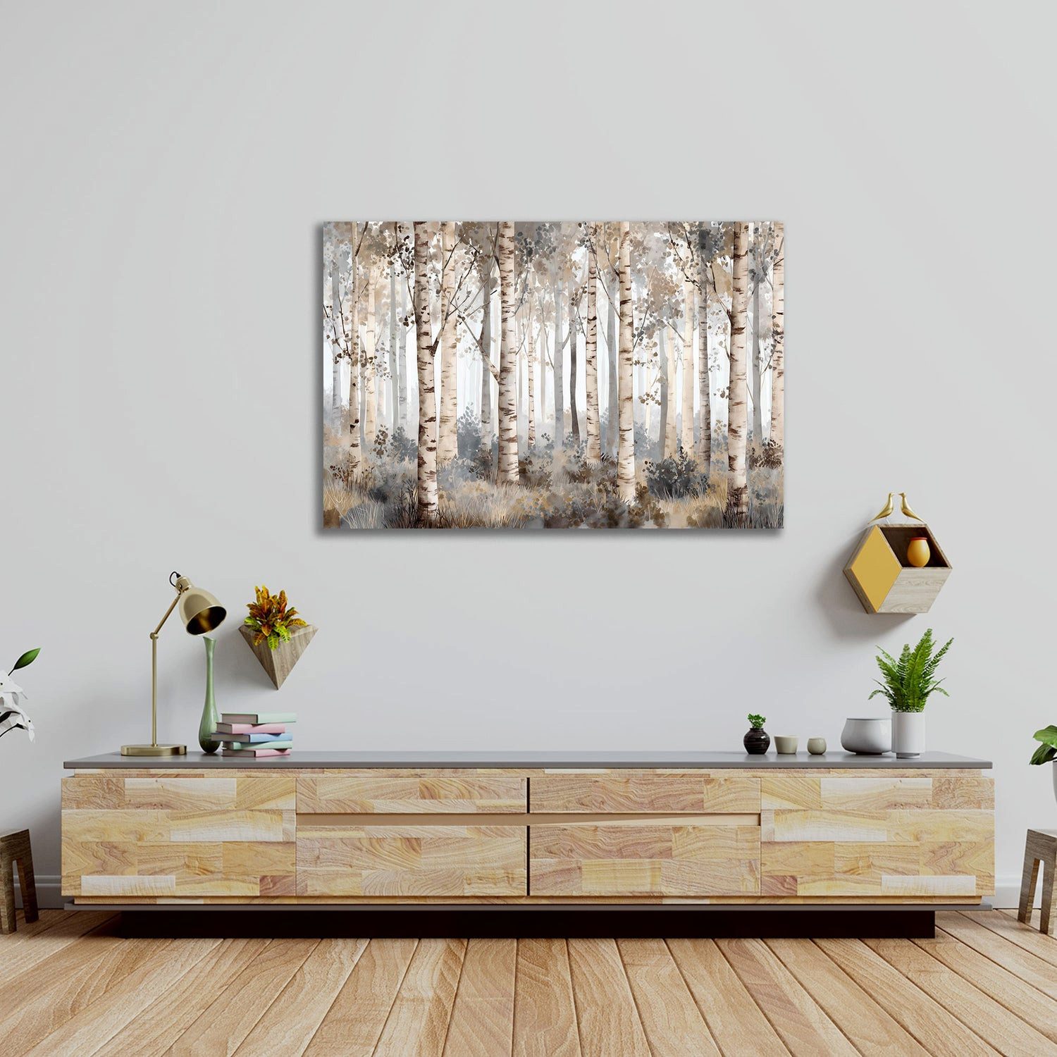 Artedinoi Leinwandbild Waldlandschaft Birken und helle Stämme Wandbild Leinwandbild Kunstdruc, Birkenwald, helle Stämme