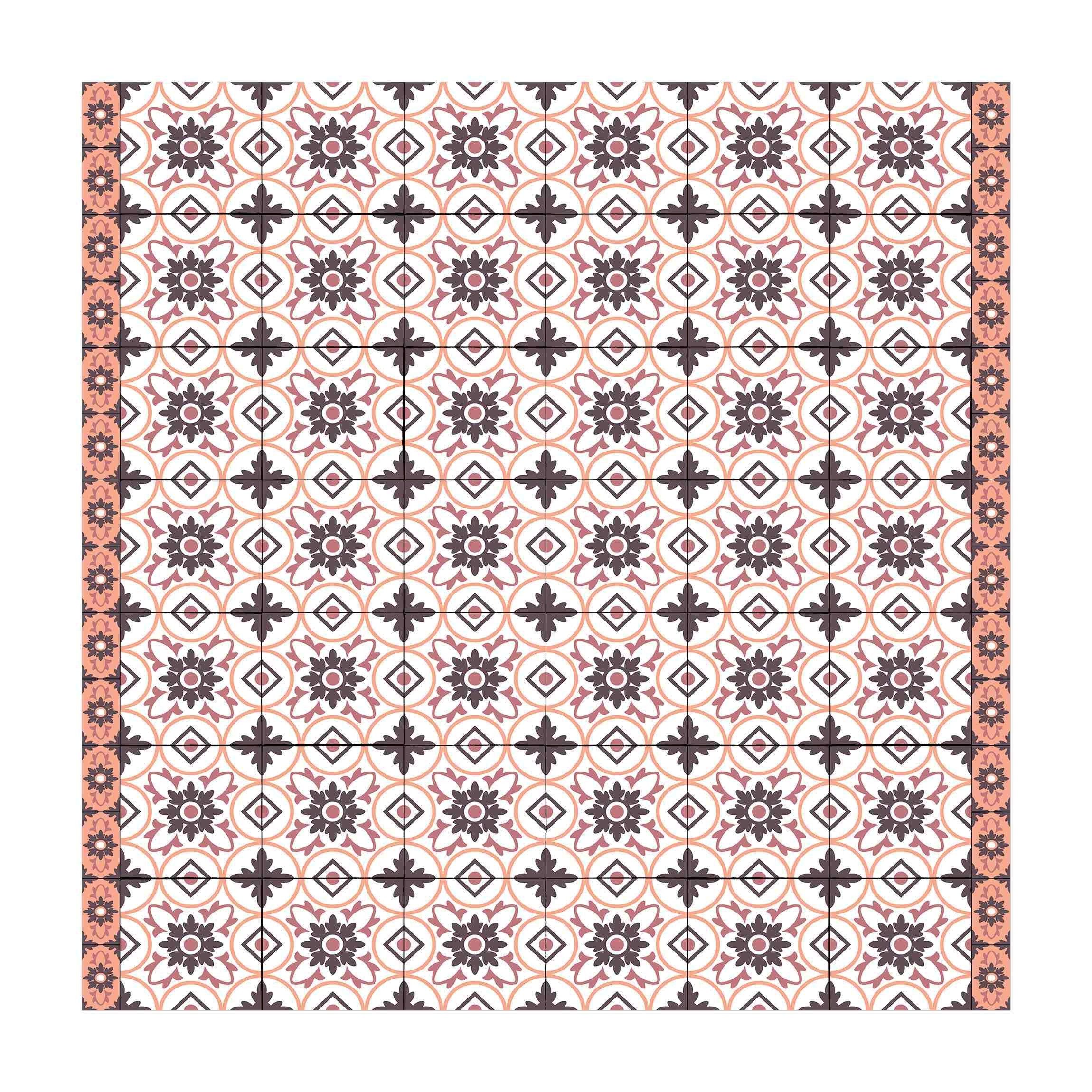Bilderdepot24 Teppich Vinyl Wohnzimmer Schlafzimmer Flur Küche Fliesen Muster, quadratisch - orange glatt, nass wischbar (Küche, Tierhaare) - Saugroboter & Bodenheizung geeignet