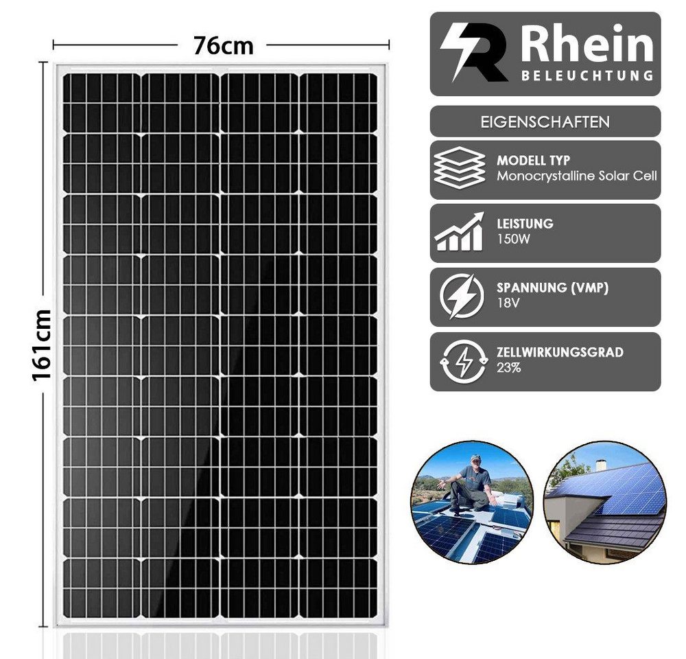 Thumbnail - Rhein Beleuchtung Solarmodul 300 W 12 V Solar Panel, pv modul, solarmodule, (Geeignet für Wohnmobile, Hütten, Meeresgebi...