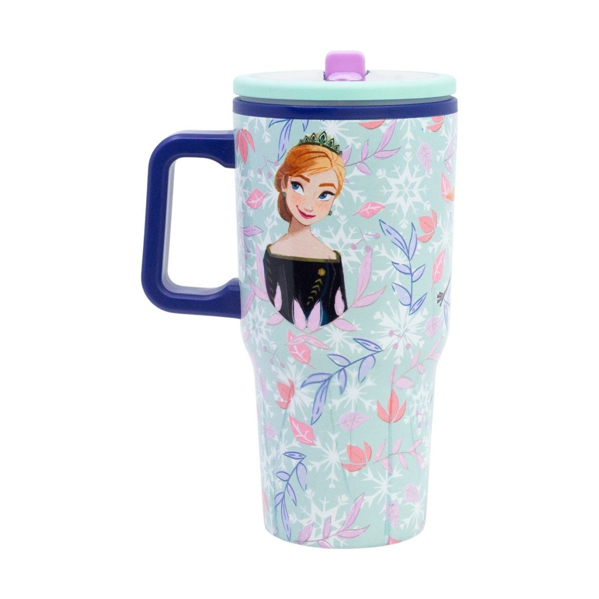 Disney Frozen Thermobecher - 640 ml Edelstahl doppelwandiger Trinkbecher mit Trinkhalm, 1-tlg., Edelstahl