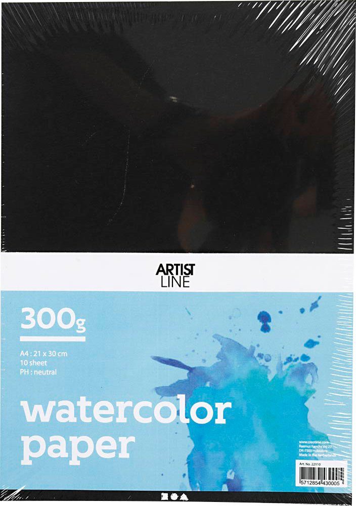 creativ company Zeichenpapier Aquarellpapier, A4 schwarz 10 Blatt