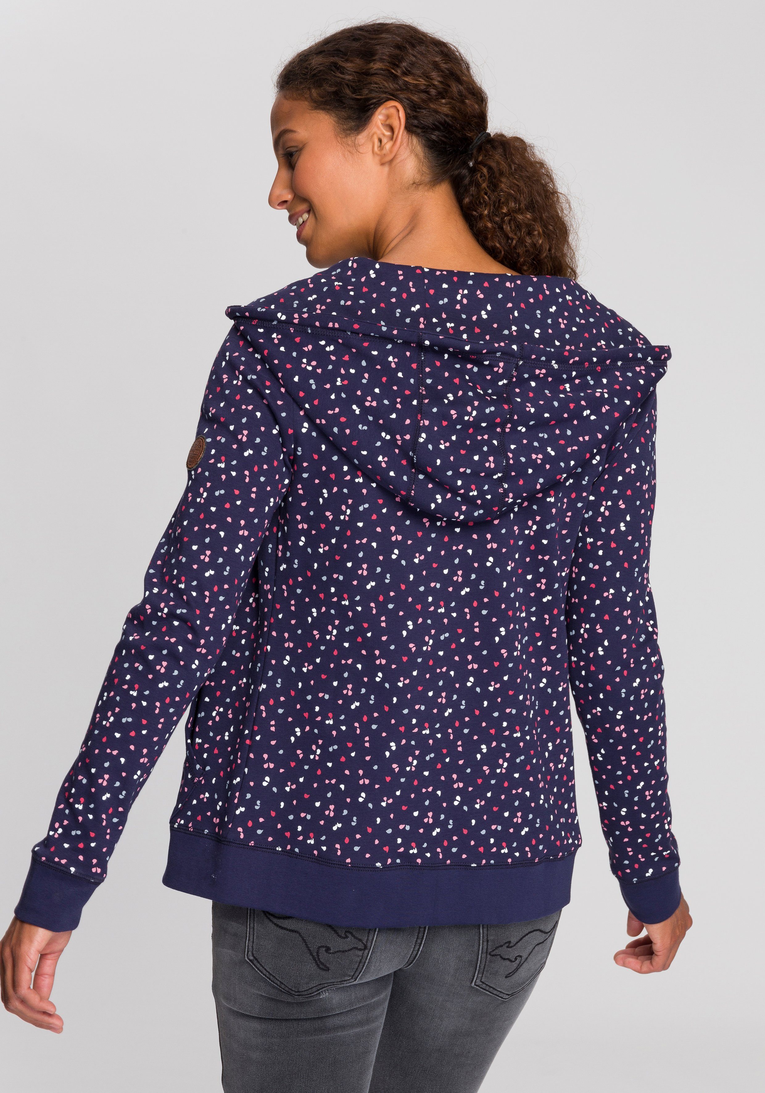 KangaROOS Kapuzensweatjacke mit Minimal-Print marine sportlichem