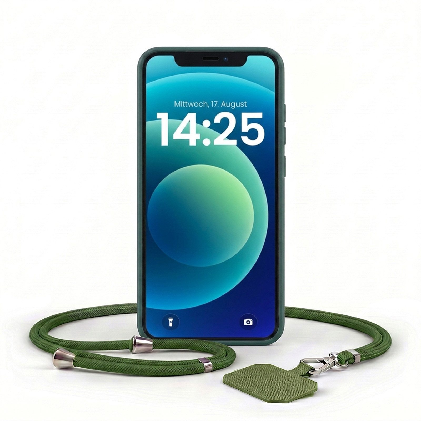 Handyhülle SoftGrip Cover Hülle mit Trageband für Apple iPhone 12 6.1 Zoll, 6.1, Handy Case Kameraschutz mit Handykette Handyband Umhängeband Lanyard