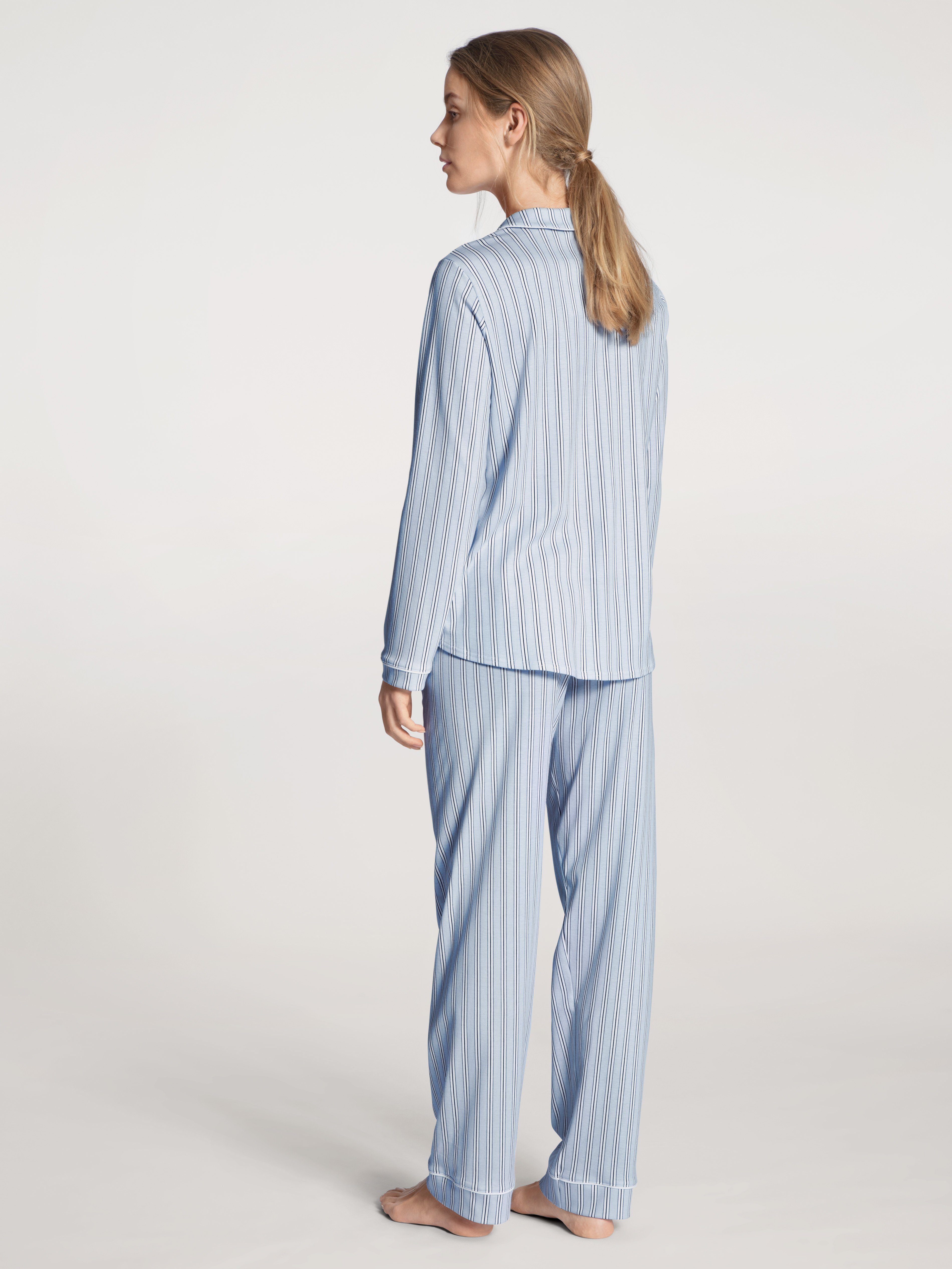 CALIDA Pyjama peacoat Reverskragen, blue durchgeknöpft, Dreams gestreift Sweet