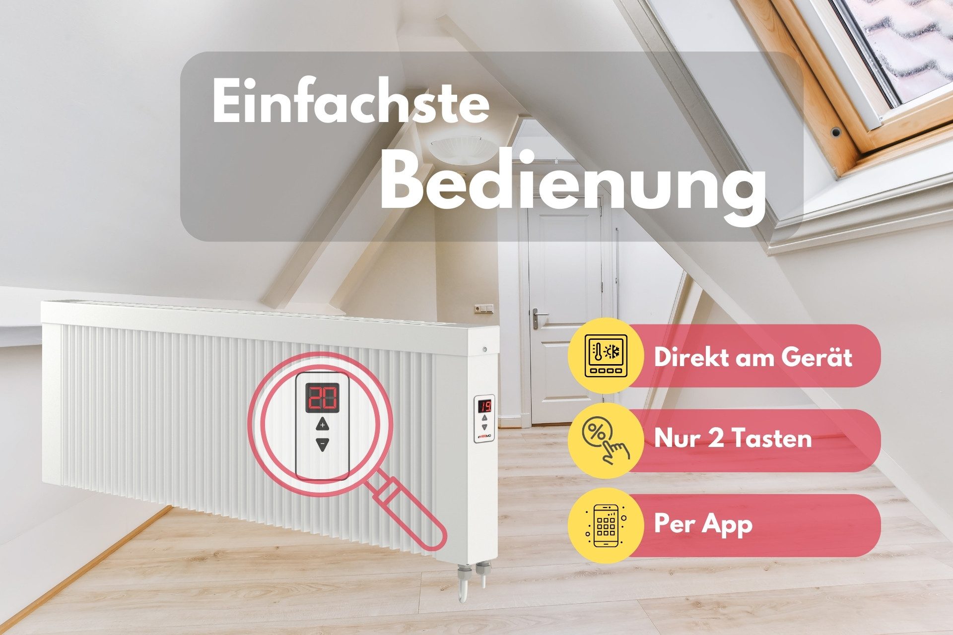 eVARMO Elektro-Heizkörper areo direct base, Einfaches 2-Knopf-Thermostat, A günstig online kaufen
