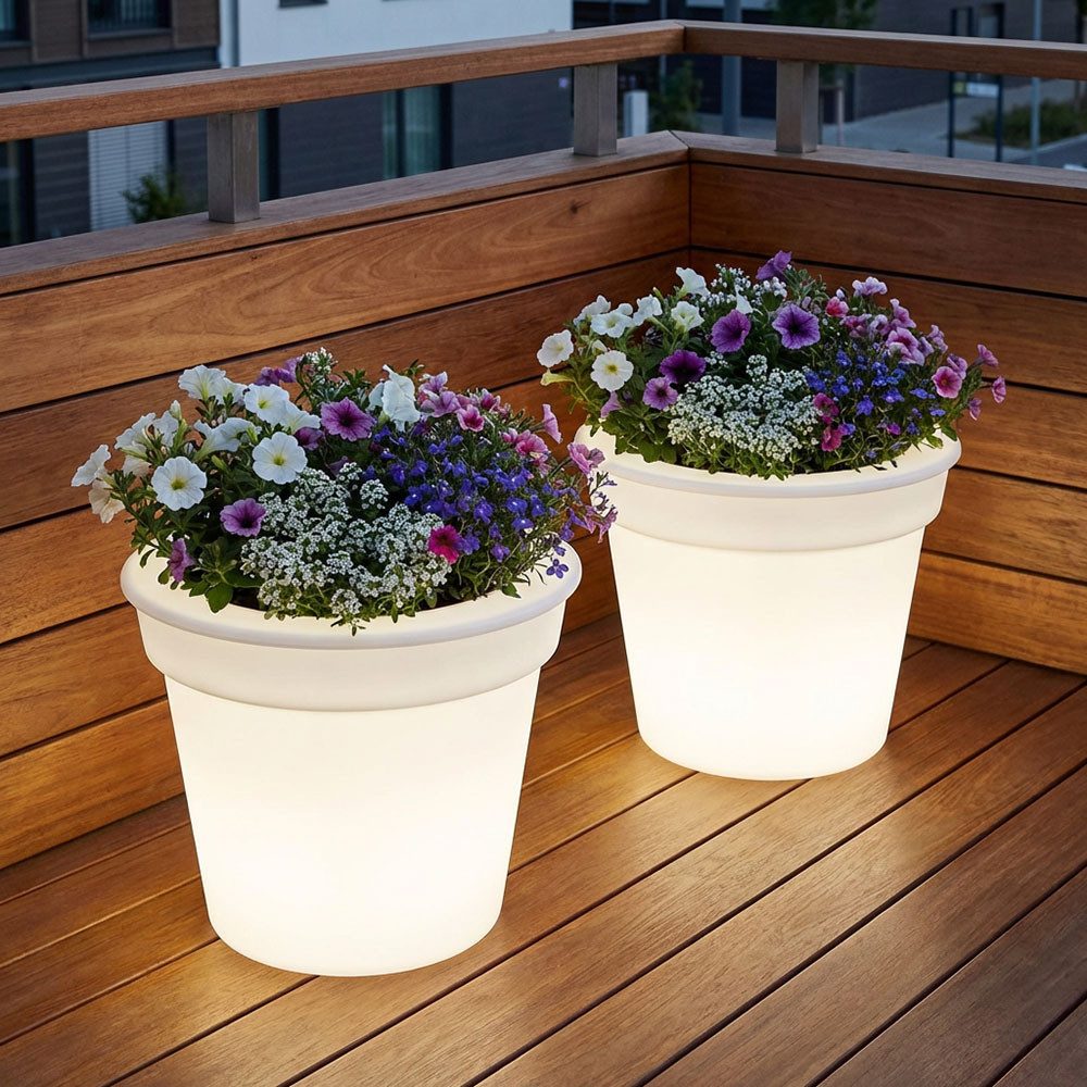 etc-shop Gartenleuchte, LED-Leuchtmittel fest verbaut, Neutralweiß, Solar LED Außen Blumenkübel Garten Blumentopf leuchtend 2er Set