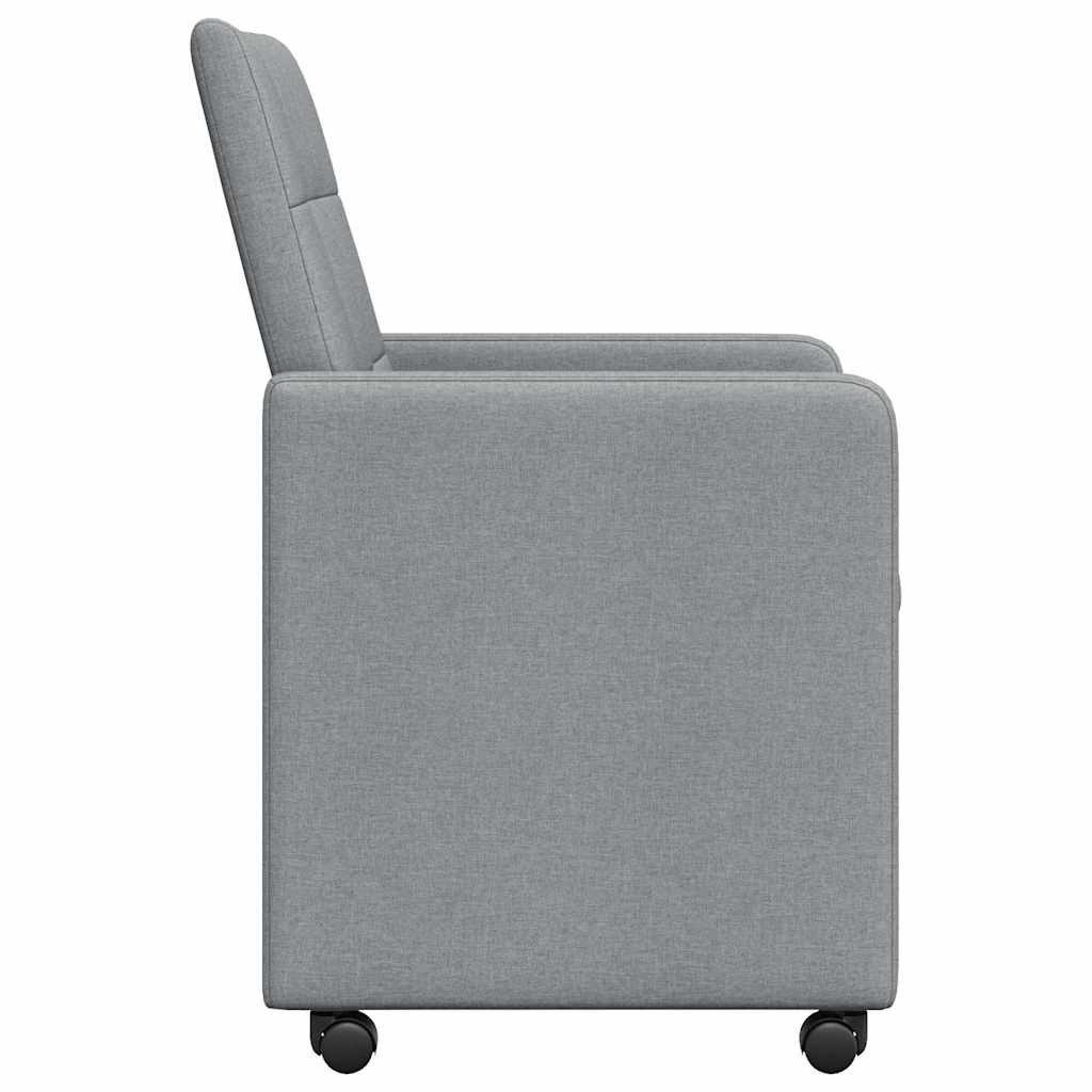 vidaXL Esszimmerstuhl Esszimmerstühle mit Rollen 2 stk. Stoff Hellgrau (2 St) – Bild 5 von 5