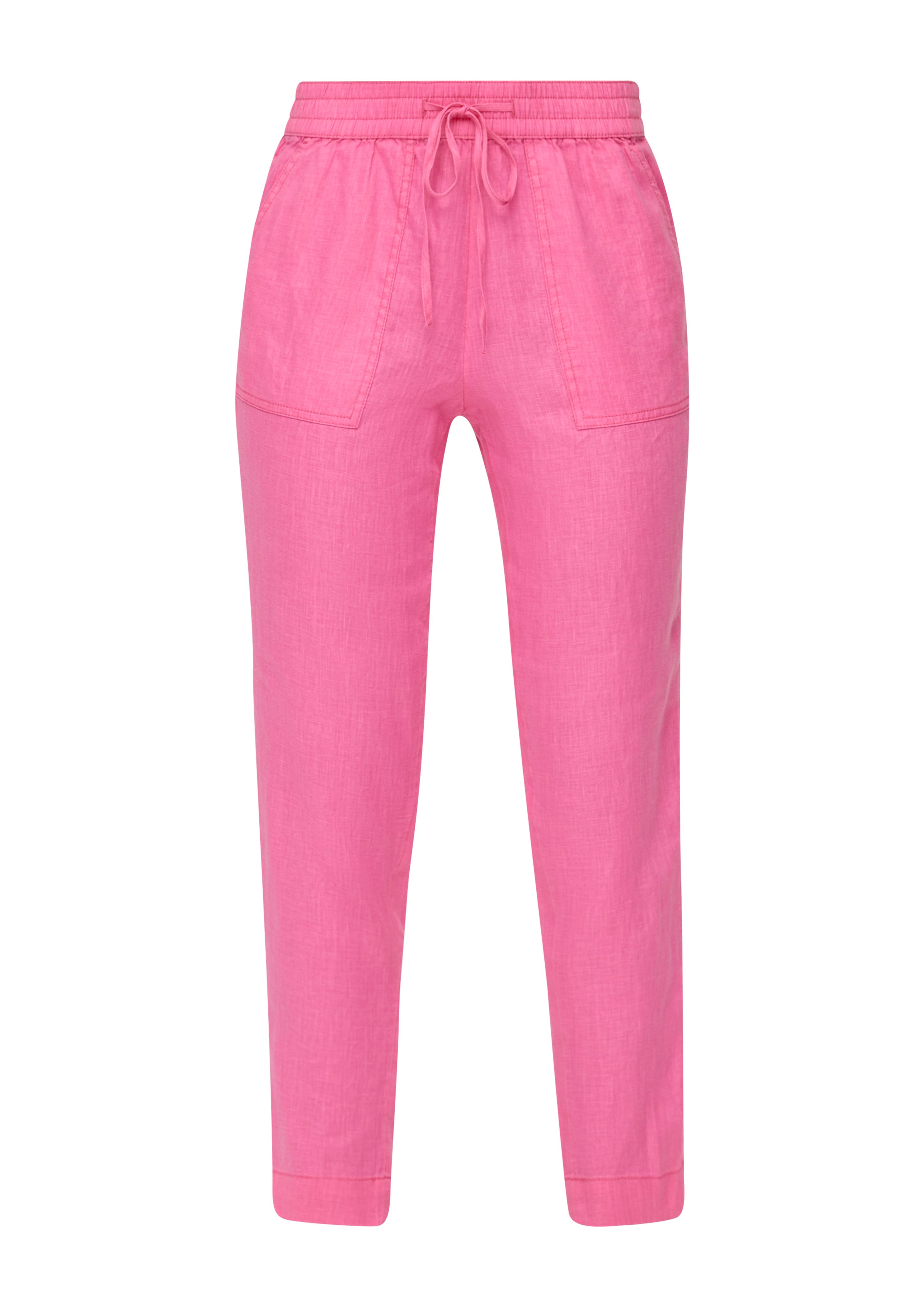 Relaxed: s.Oliver aus pink Leinen 7/8-Hose Jogpants