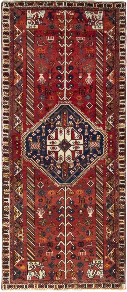 Orientteppich Shiraz 105x247 Handgeknüpfter Orientteppich / Perserteppich Läufer, Nain Trading, rechteckig, Höhe: 10 mm