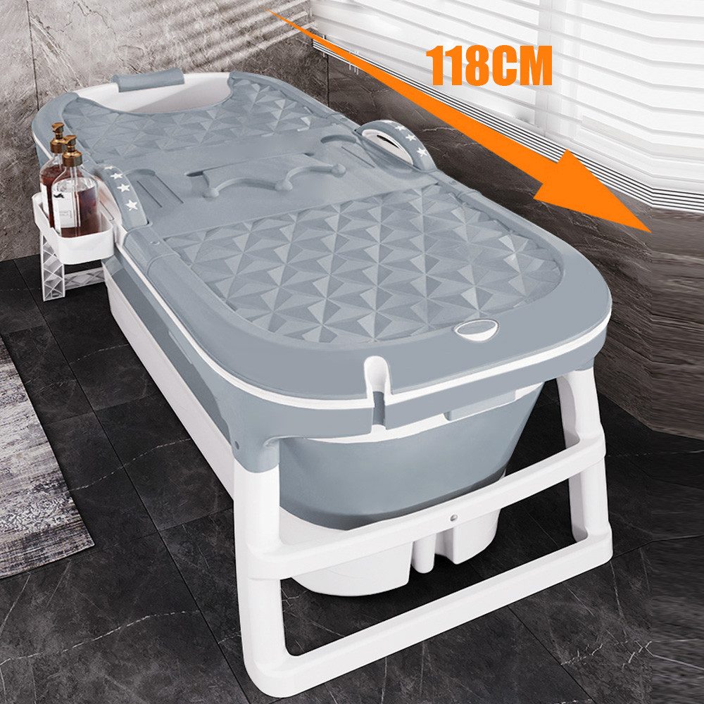 JEOBEST Badewanne Faltbare Badewanne Erwachsene 118x60x53cm Seifenkorb, Massage-Schweiß-Dampfbadewanne mit Deckel,Blau