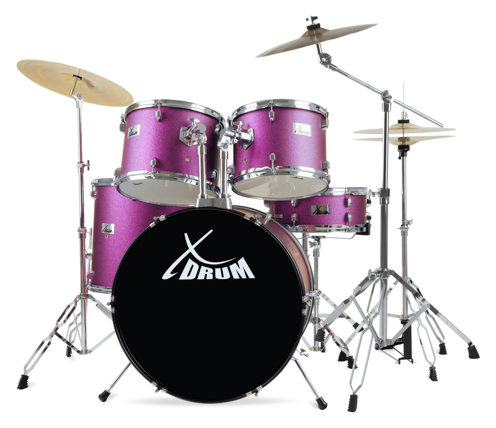 XDrum Schlagzeug Semi 22" Standard,Komplettes Drumset, inkl. Hocker, Drumsticks, Galgenständer & Crash Becken, Kesselgrößen: 22", 12", 13", 16", 14" Snare