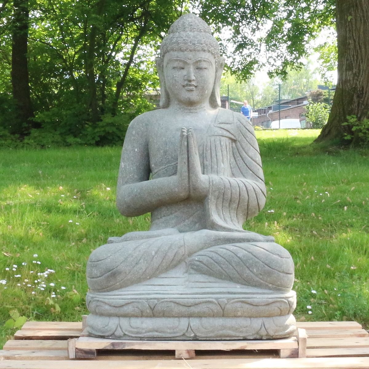 Oriental Galerie Dekofigur Buddha Figur sitzend Steinfigur Massiv Greetings 100 cm (1 St)