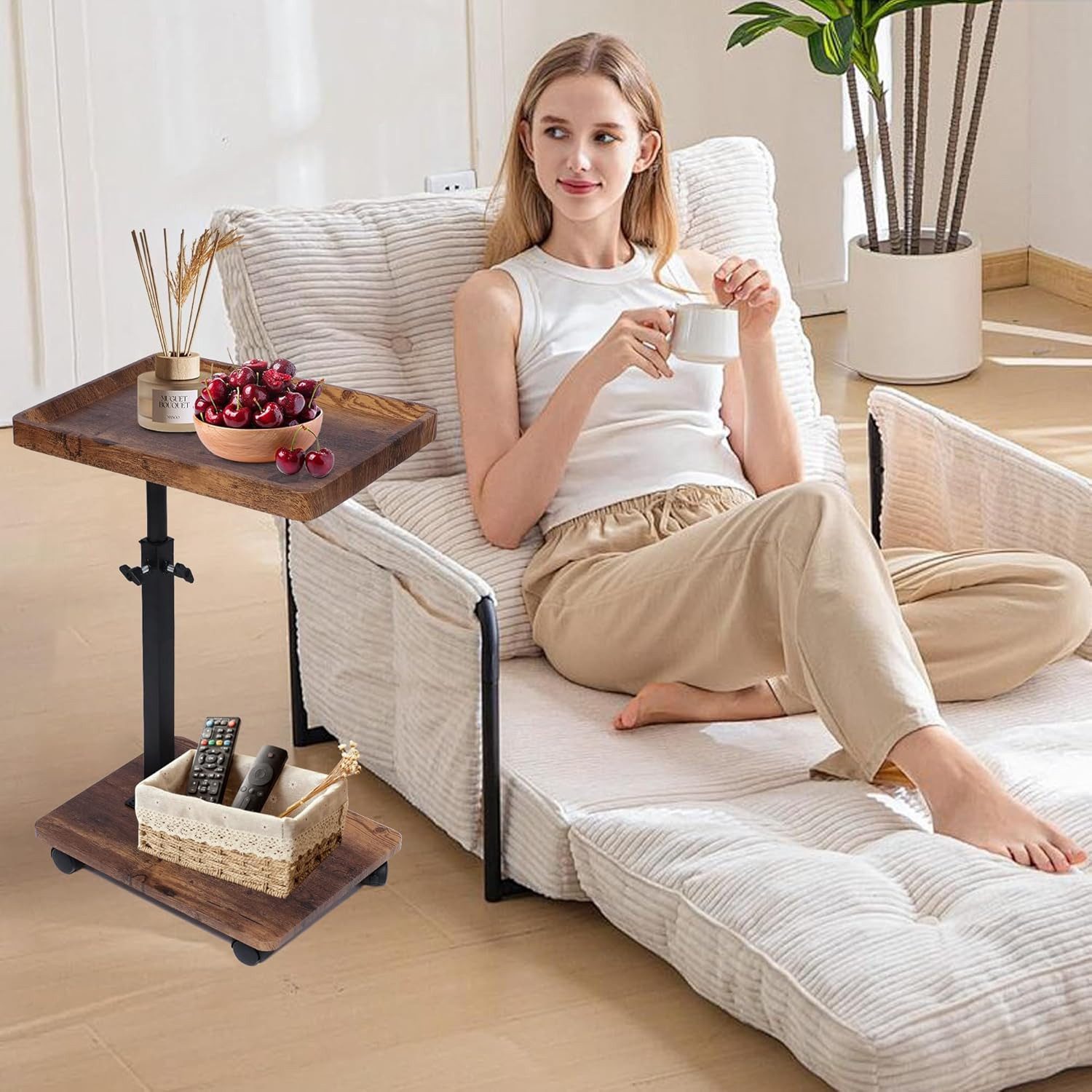 Refined Living Beistelltisch Verstellbarer C-förmiger Beistelltisch,Couchti günstig online kaufen