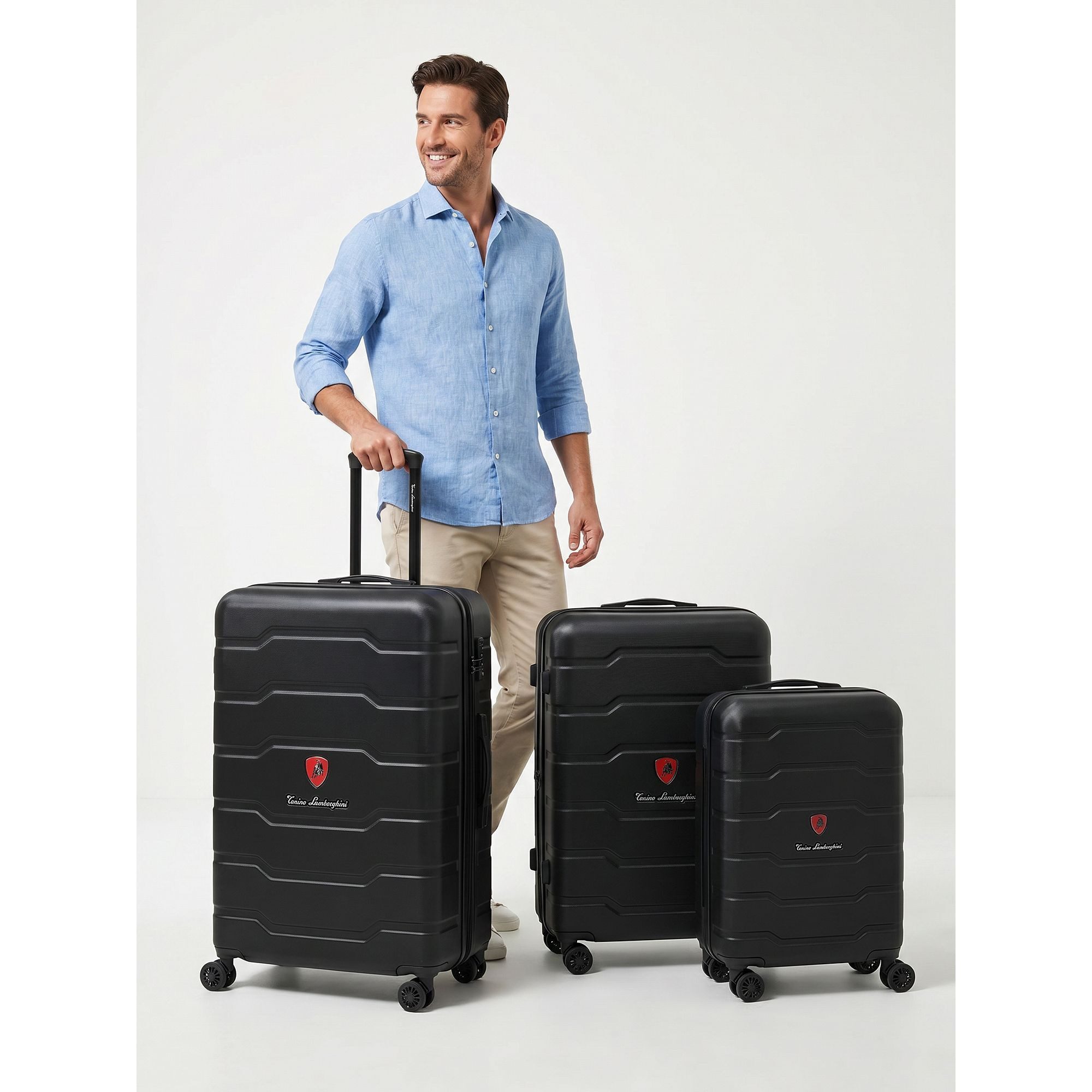 Tonino Lamborghini Trolleyset Bologna, 4 Rollen, (3-teilig, 3 tlg), ABS