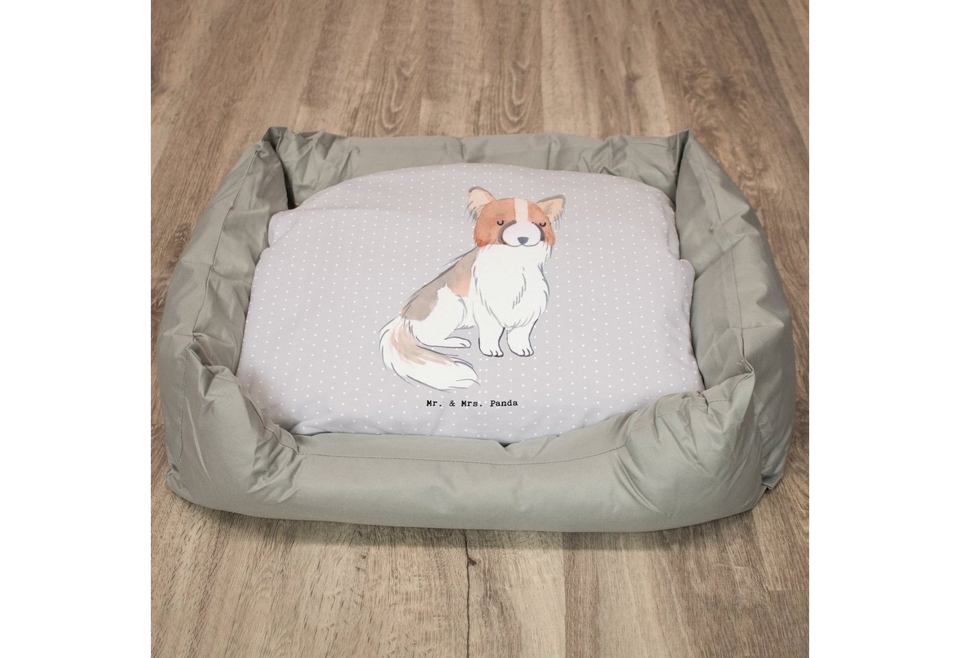 Thumbnail - Mr. & Mrs. Panda Tierbett Papillon Lebensretter - Grau Pastell - Geschenk, Hundebesitzer, Hunde, Zeitlos elegant