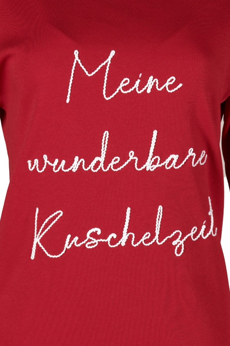 Louis & Louisa Schlafanzug Sleepshirt Damen - WUNDERBARE KUSCHELZEIT - rot