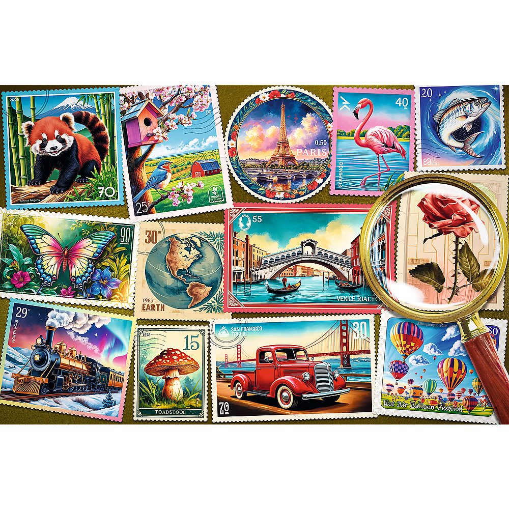Trefl Puzzle Legespiel Bilderrätsel Familienspiel, 300 Puzzleteile, 300 große Teile, EasyPiece, Briefmarken-Motiv