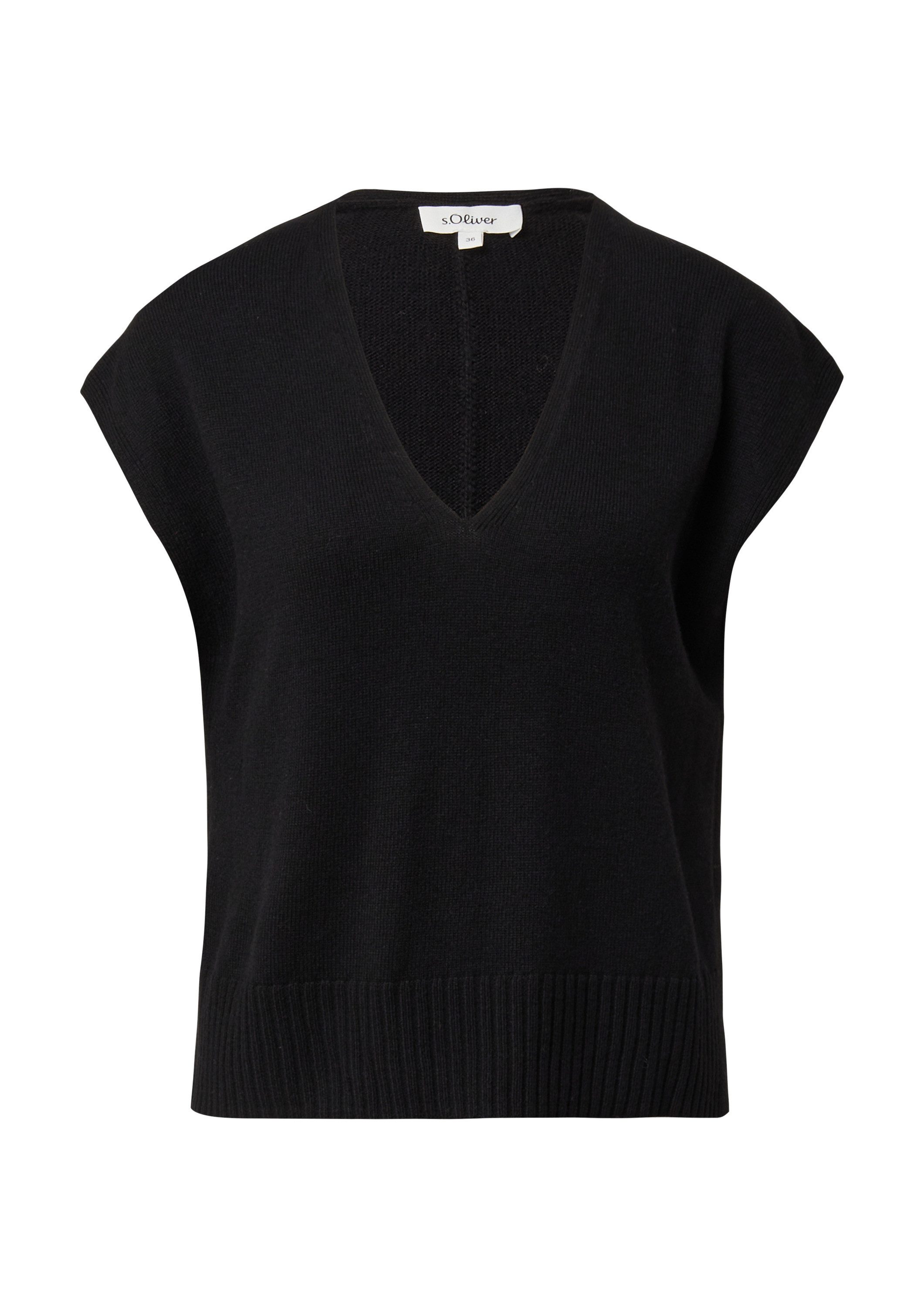 s.Oliver Kurzarmpullover Strickpullunder Pullunder aus Wollmix mit Seitensc günstig online kaufen