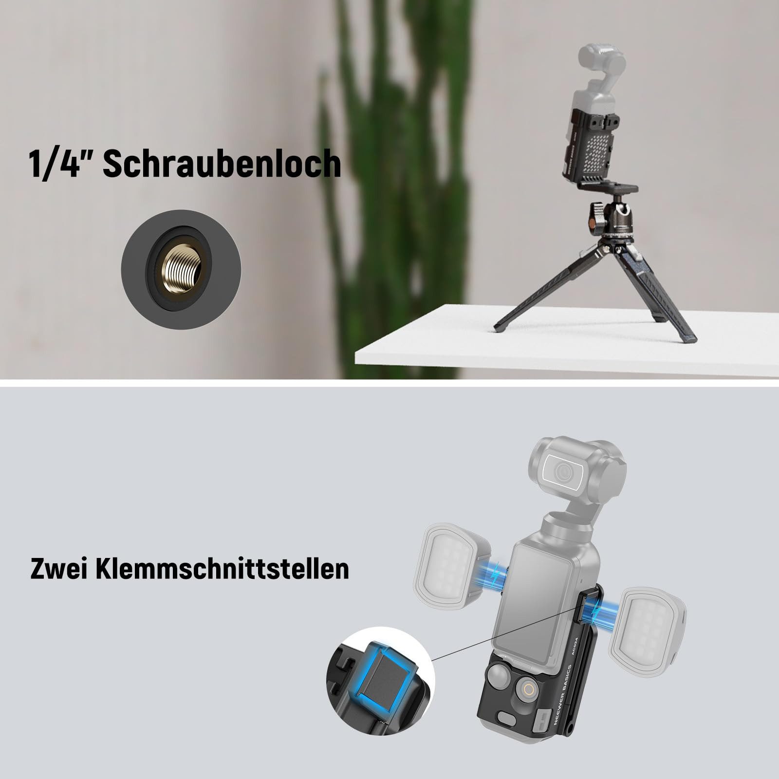 Neewer Action Cam-Halterung AC024 Magnetischer Halterung Ständer für DJI Osmo Pocket 3, (1-tlg., Creator Combo Zubehör Erweiterungsadapter, für Akkugriff M21 Li – Bild 5 von 5