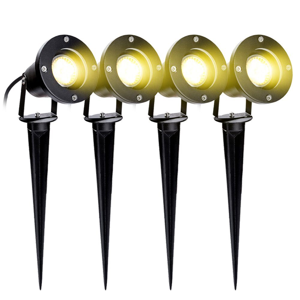 Clanmacy LED Gartenstrahler Gartenbeleuchtung mit Erdspieß 4W IP65 Gartenle günstig online kaufen