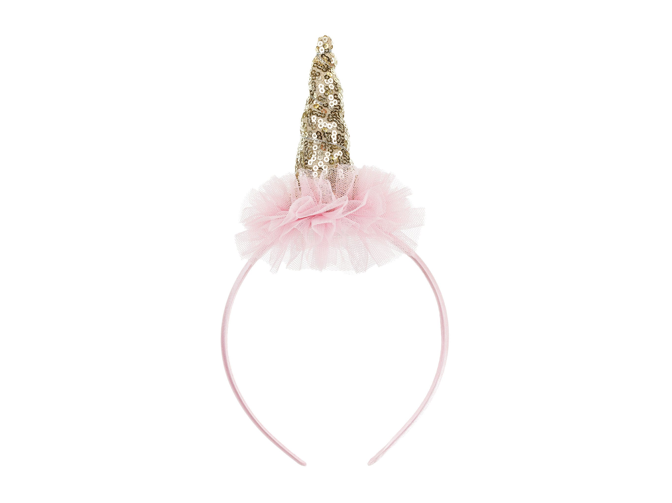 partydeco Haarreif, Einhorn Haarreif mit Rüschen 25x11cm 1 Stück Rosa / Gold