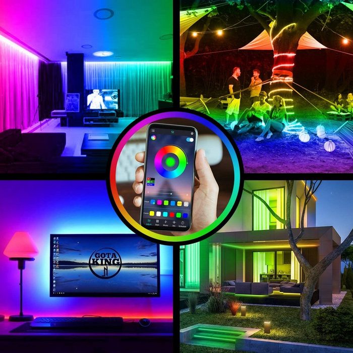 Oneid LED-Streifen LED Strip Bluetooth RGB LED Streifen Farbwechsel LED Lichterkette 10M TU10721