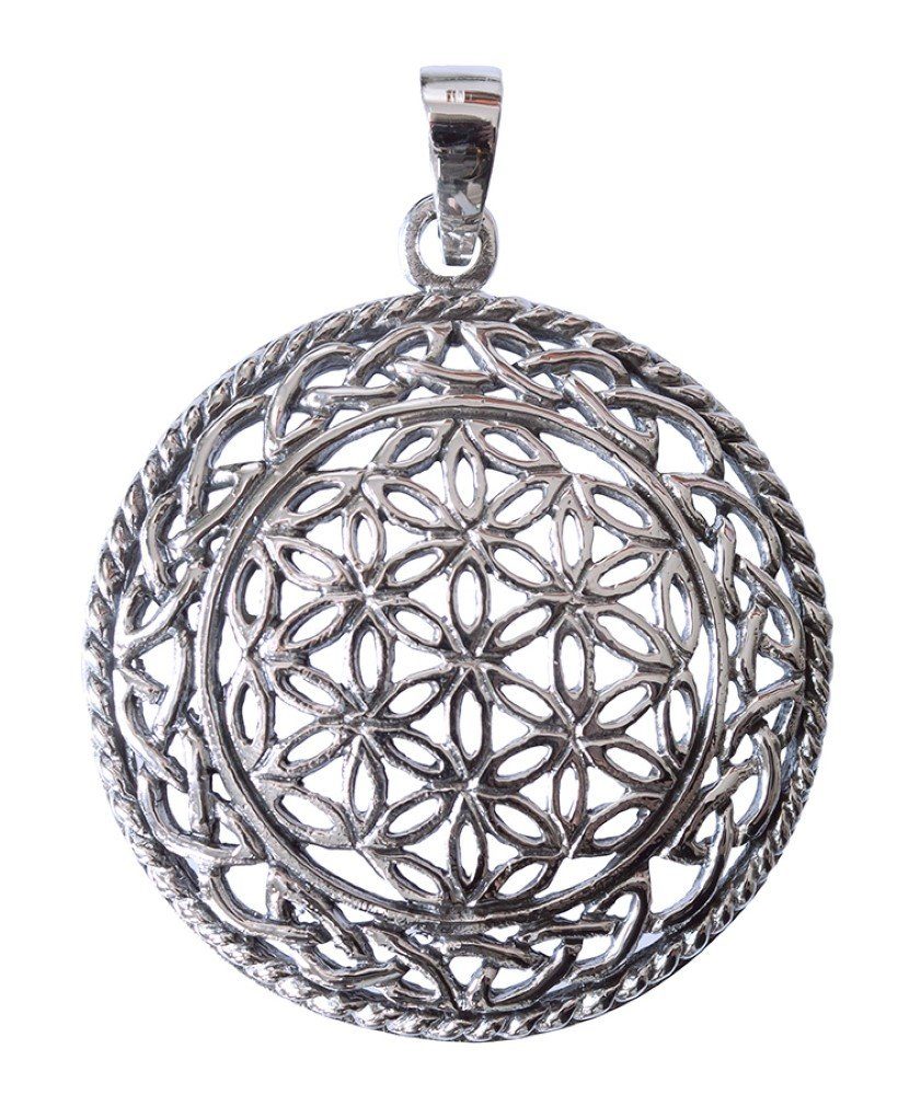 Kettenanhänger Anhänger "Blume des Lebens" mit Endlosknoten Bronze versilbert 8,2g 3